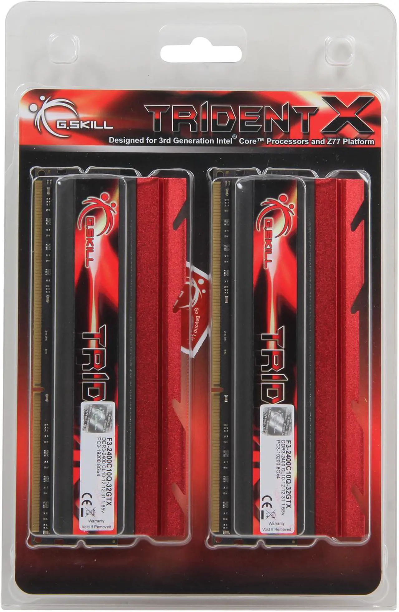 Alt view image 4 of 3 - G.SKILL TridentX Series 32GB (4 x 8GB) DDR3 2400 (PC3 19200) Desktop Memory Model F3-2400C10Q-32GTX