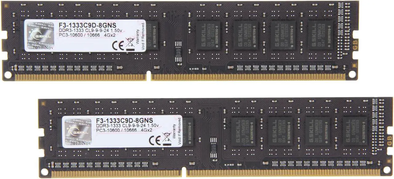 Main image of G.SKILL NS Series 8GB (2 x 4GB) DDR3 1333 (PC3 10600) Desktop Memory Model F3-1333C9D-8GNS