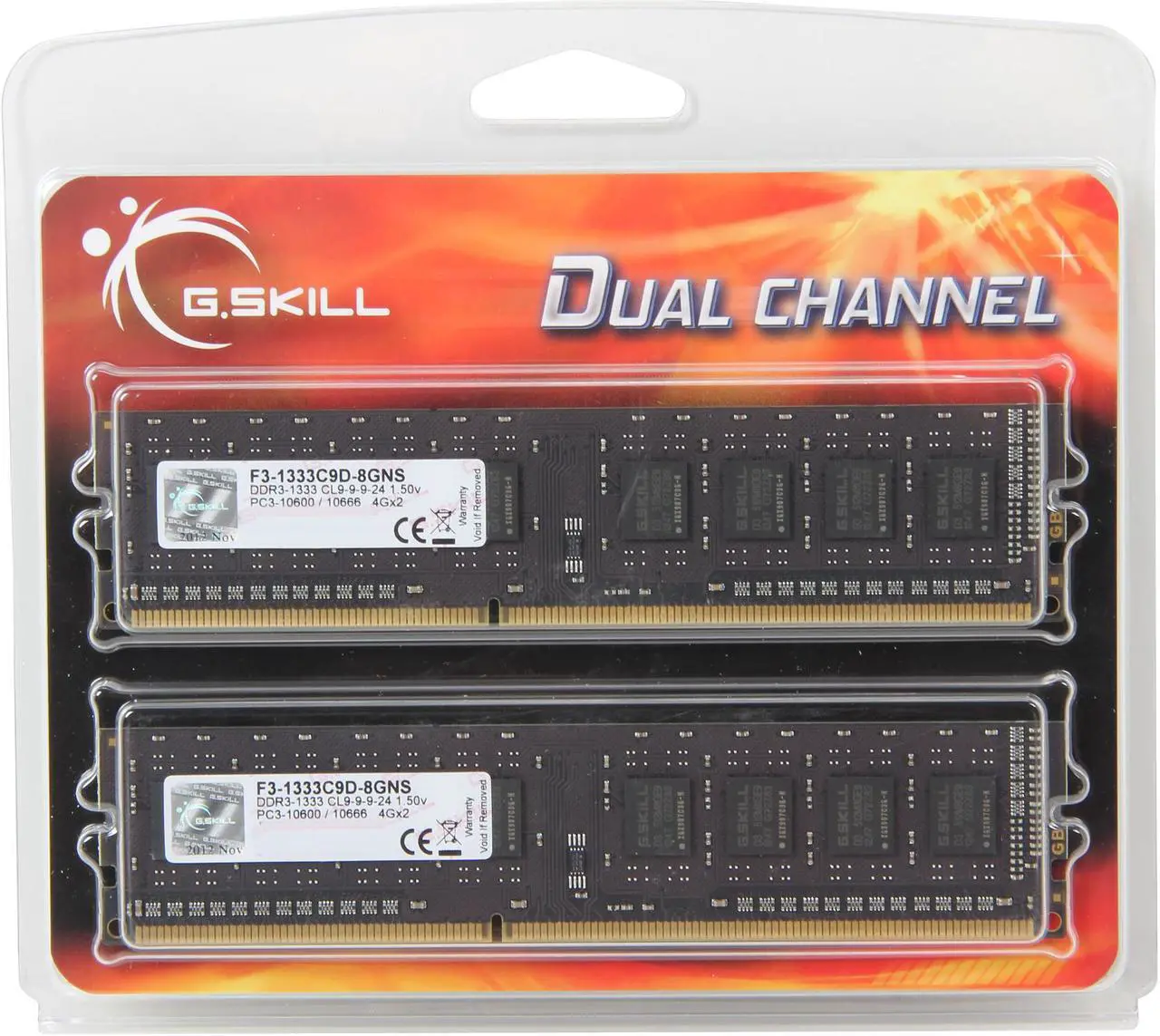 Alt view image 3 of 3 - G.SKILL NS Series 8GB (2 x 4GB) DDR3 1333 (PC3 10600) Desktop Memory Model F3-1333C9D-8GNS
