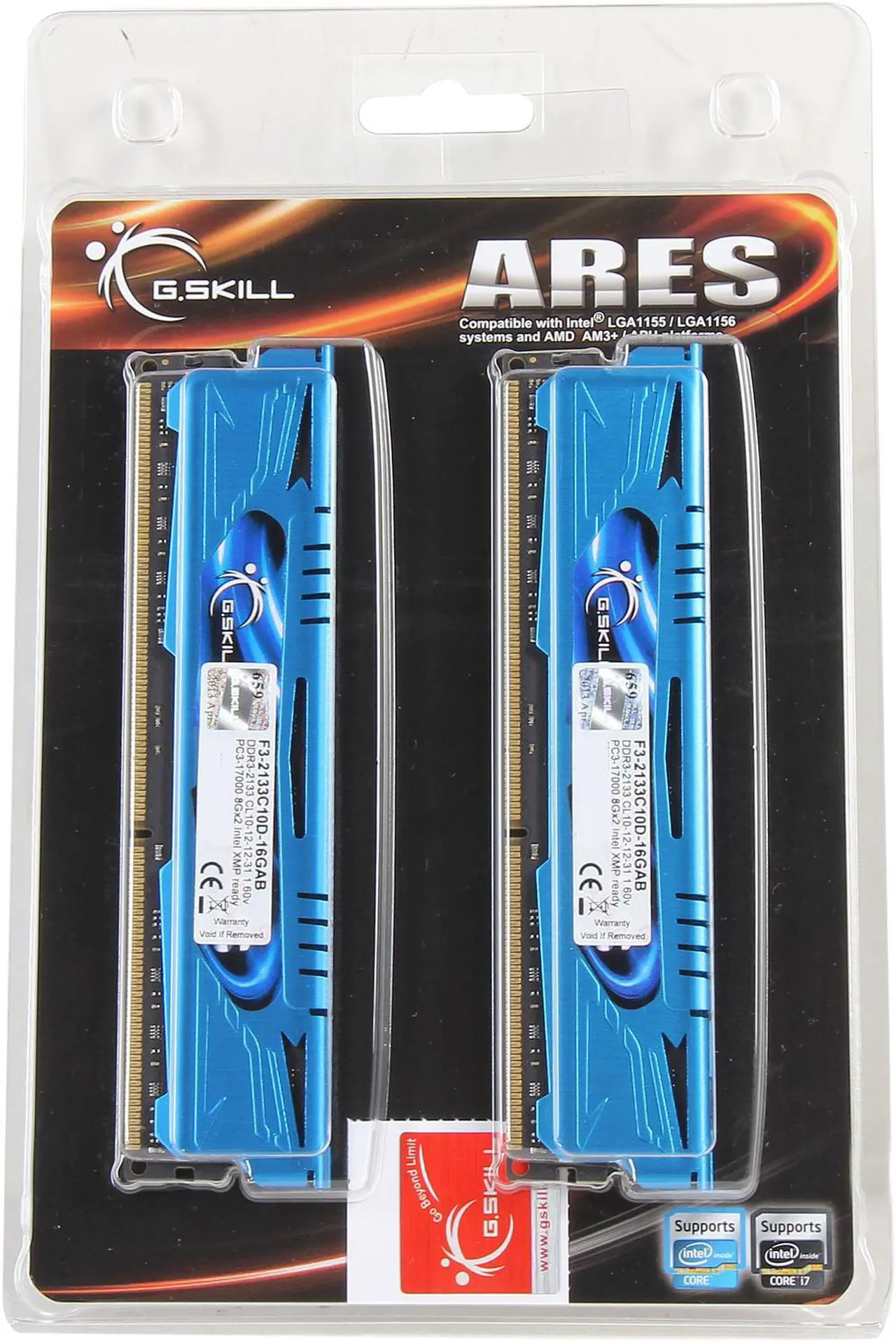 Alt view image 3 of 3 - G.SKILL Ares Series 16GB (2 x 8GB) DDR3 2133 (PC3 17000) Desktop Memory Model F3-2133C10D-16GAB