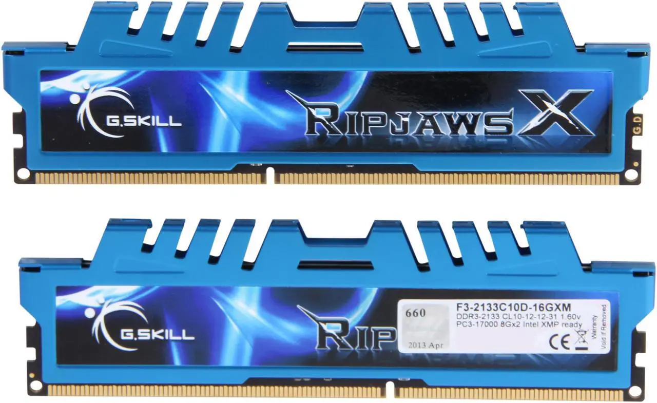 Alt view image 2 of 3 - G.SKILL Ripjaws X Series 16GB (2 x 8GB) DDR3 2133 (PC3 17000) Desktop Memory Model F3-2133C10D-16GXM