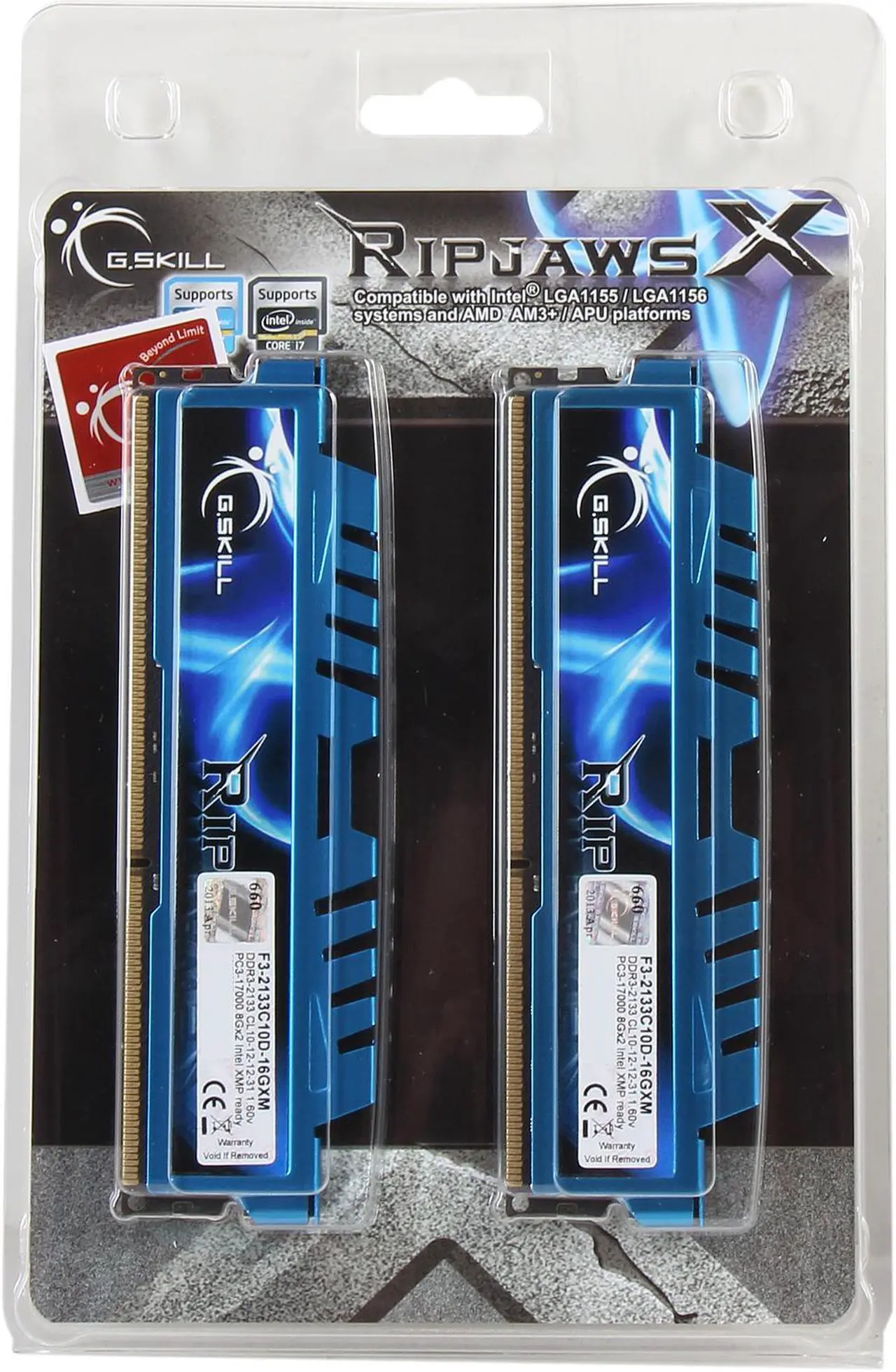 Alt view image 3 of 3 - G.SKILL Ripjaws X Series 16GB (2 x 8GB) DDR3 2133 (PC3 17000) Desktop Memory Model F3-2133C10D-16GXM