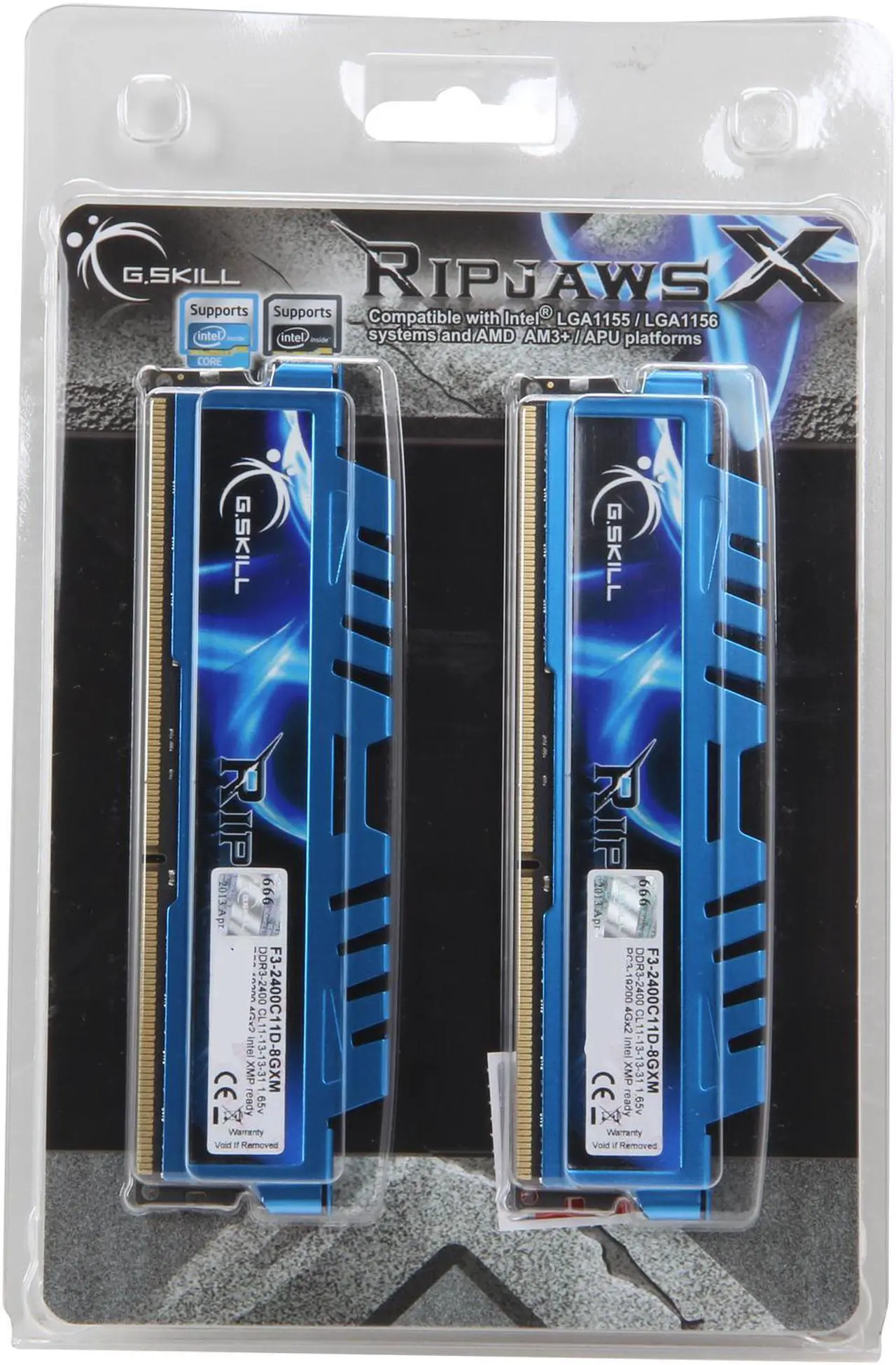 Alt view image 3 of 3 - G.SKILL Ripjaws X Series 8GB (2 x 4GB) DDR3 2400 (PC3 19200) Desktop Memory Model F3-2400C11D-8GXM