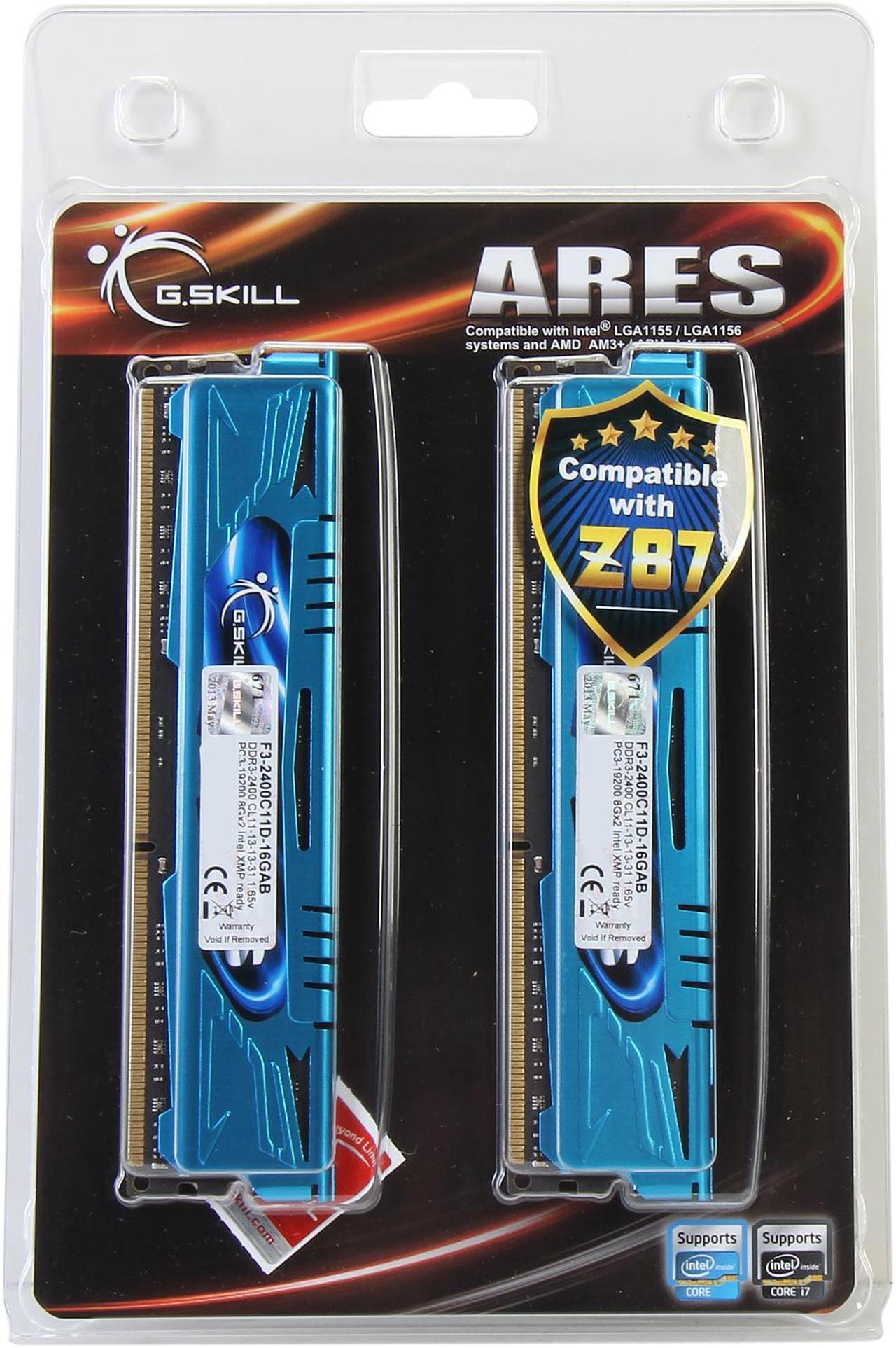 Alt view image 3 of 3 - G.SKILL Ares Series 16GB (2 x 8GB) 240-Pin PC RAM DDR3 2400 (PC3 19200) Desktop Memory Model F3-2400C11D-16GAB