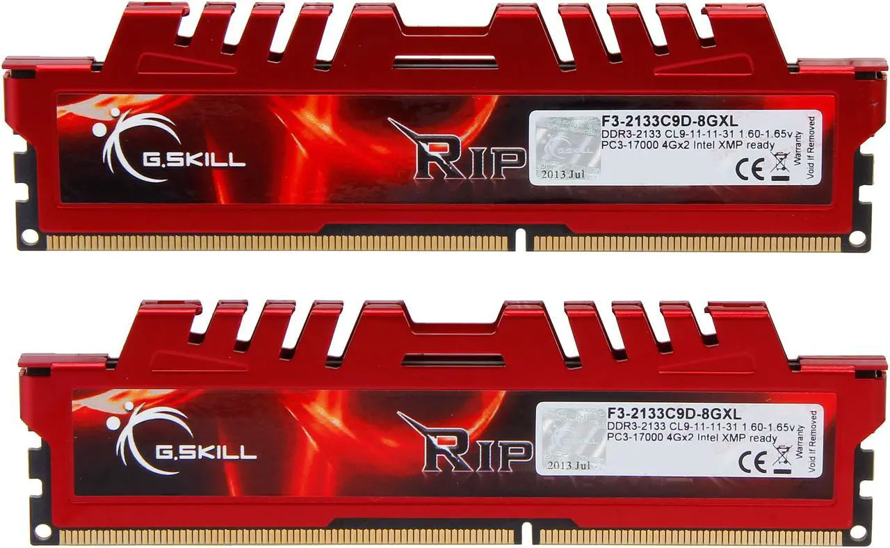 Alt view image 2 of 3 - G.SKILL Ripjaws X Series 8GB (2 x 4GB) DDR3 2133 (PC3 17000) Desktop Memory Model F3-2133C9D-8GXL