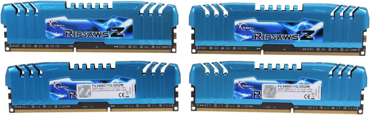 Alt view image 2 of 3 - G.SKILL Ripjaws Z Series 32GB (4 x 8GB) DDR3 2400 (PC3 19200) Desktop Memory Model F3-2400C11Q-32GZM