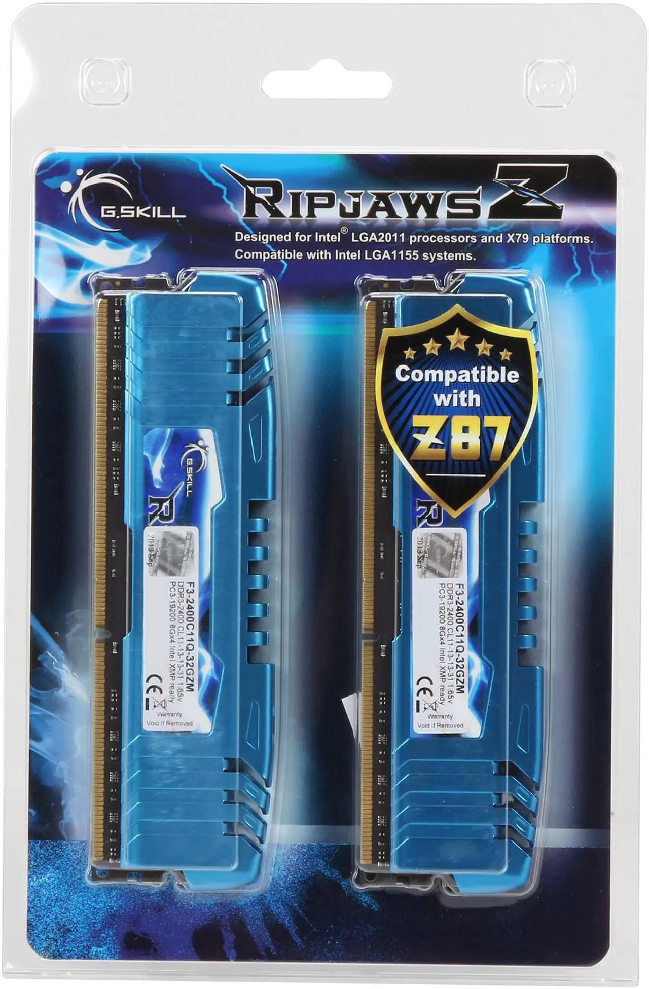 Alt view image 3 of 3 - G.SKILL Ripjaws Z Series 32GB (4 x 8GB) DDR3 2400 (PC3 19200) Desktop Memory Model F3-2400C11Q-32GZM