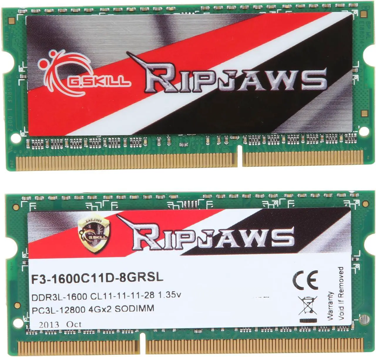 Alt view image 2 of 3 - G.SKILL Ripjaws Series 8GB (2 x 4GB) 204-Pin DDR3 SO-DIMM DDR3L 1600 (PC3L 12800) Laptop Memory Model F3-1600C11D-8GRSL