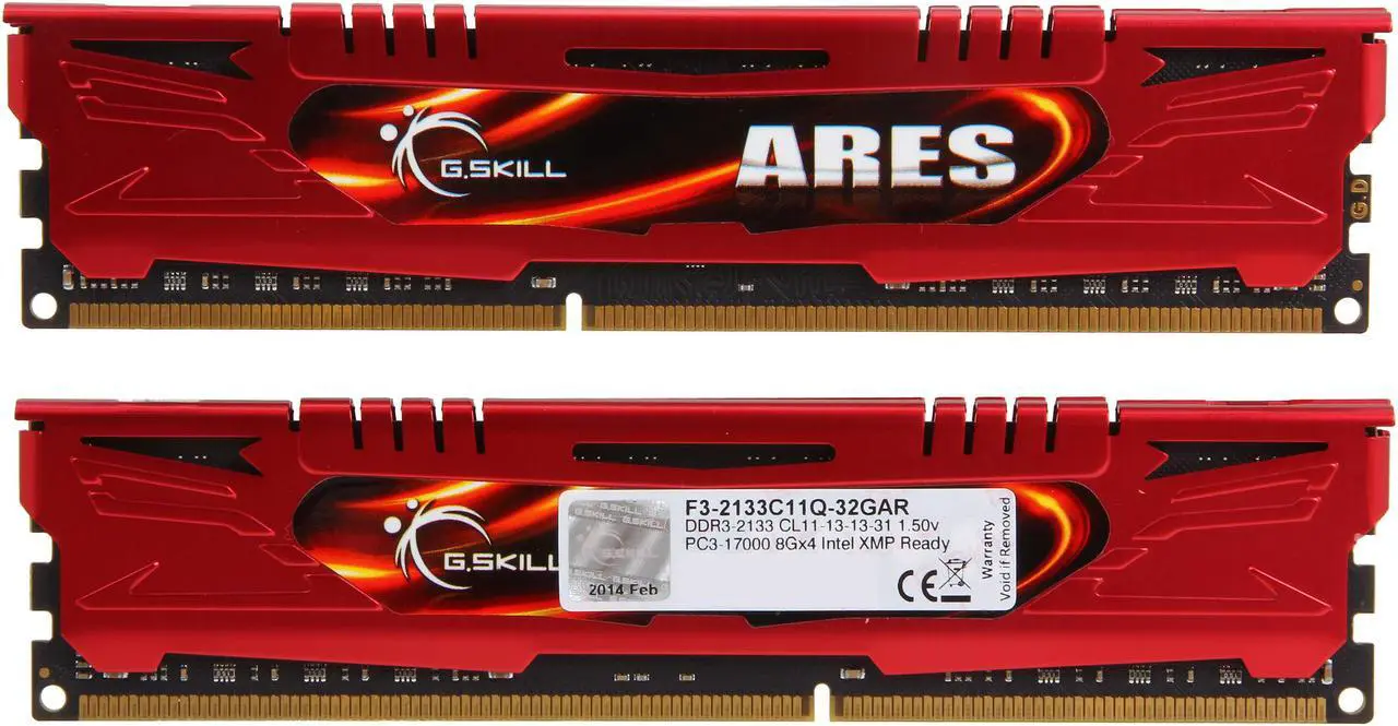 Alt view image 2 of 3 - G.SKILL Ares Series 32GB (4 x 8GB) DDR3 2133 (PC3 17000) Desktop Memory Model F3-2133C11Q-32GAR