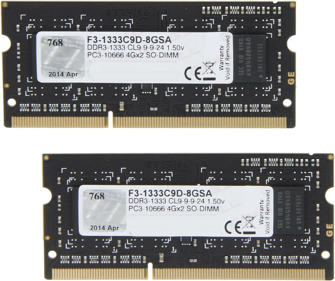 G.SKILL 8GB (2 x 4GB) 204-Pin DDR3 SO-DIMM DDR3 1333 (PC3 10666) Laptop Memory Model F3-1333C9D-8GSA