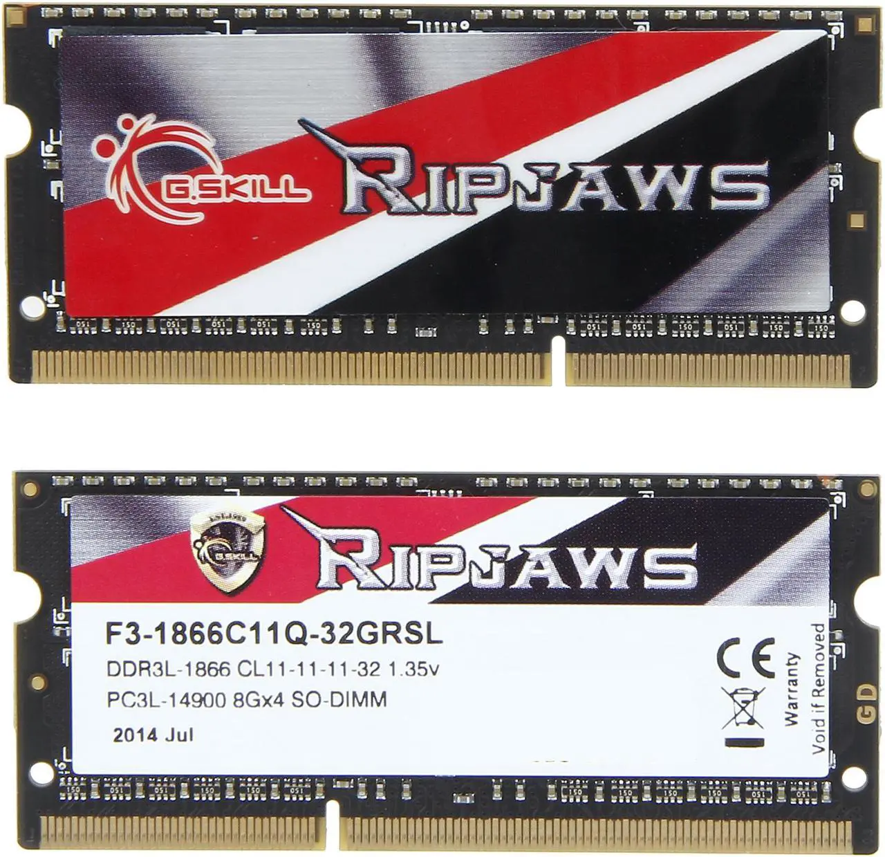 Alt view image 2 of 3 - G.SKILL Ripjaws 32GB (4 x 8GB) 204-Pin DDR3 SO-DIMM DDR3L 1866 Laptop Memory Model F3-1866C11Q-32GRSL