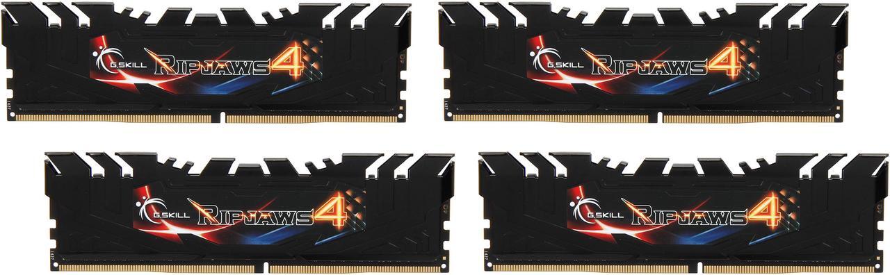 Main image of G.SKILL Ripjaws 4 Series 16GB (4 x 4GB) 288-Pin PC RAM DDR4 2400 (PC4 19200) Desktop Memory Model F4-2400C15Q-16GRK