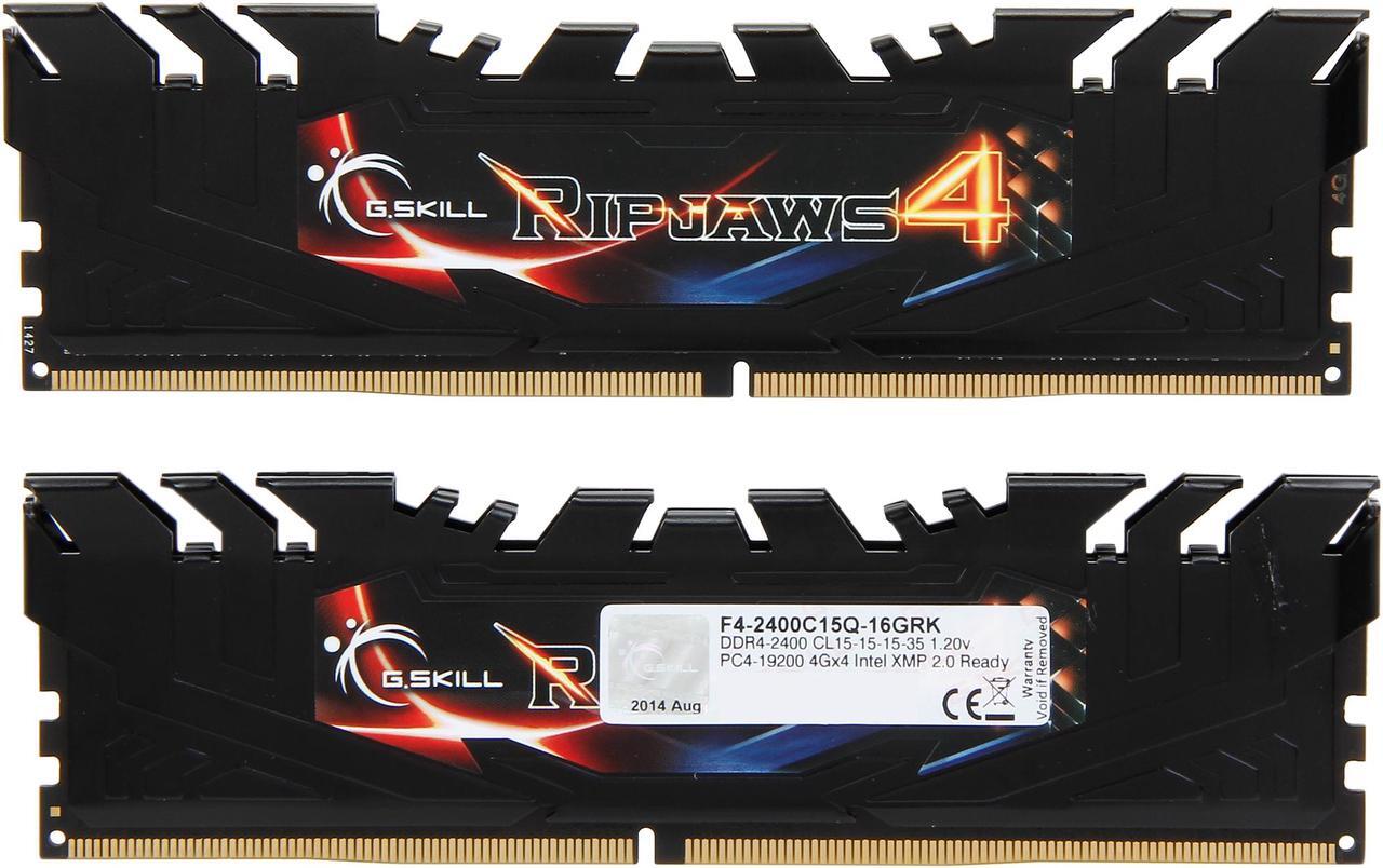 Alt view image 2 of 3 - G.SKILL Ripjaws 4 Series 16GB (4 x 4GB) 288-Pin PC RAM DDR4 2400 (PC4 19200) Desktop Memory Model F4-2400C15Q-16GRK