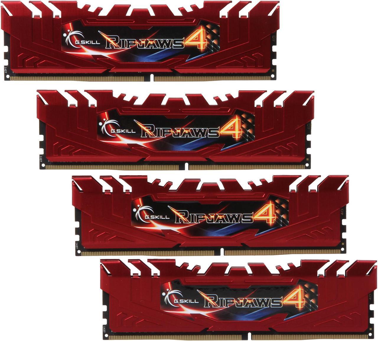 Main image of G.SKILL Ripjaws 4 Series 16GB (4 x 4GB) 288-Pin PC RAM DDR4 2400 (PC4 19200) Desktop Memory Model F4-2400C15Q-16GRR