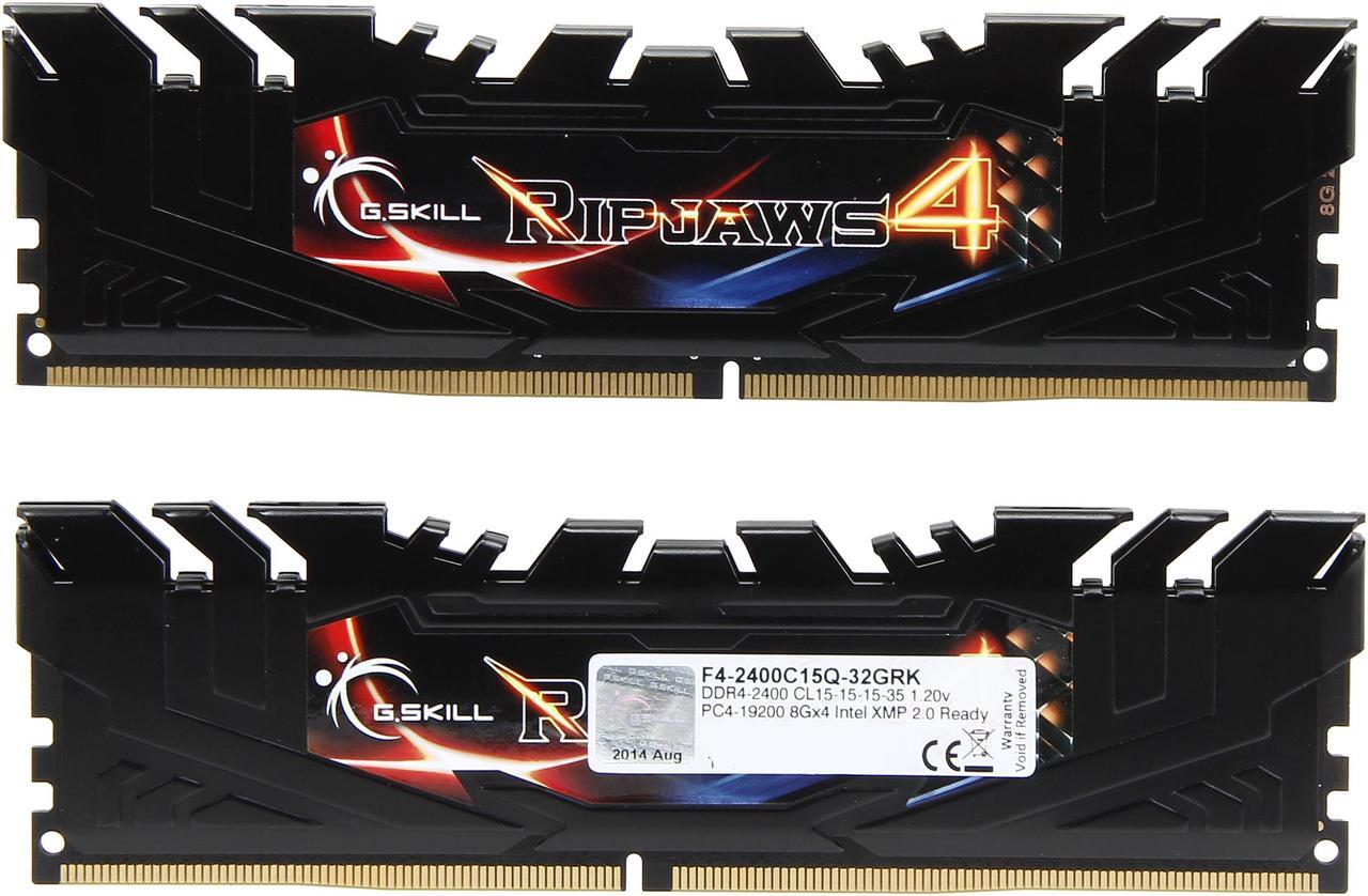 Alt view image 2 of 3 - G.SKILL Ripjaws 4 Series 32GB (4 x 8GB) 288-Pin PC RAM DDR4 2400 (PC4 19200) Desktop Memory Model F4-2400C15Q-32GRK