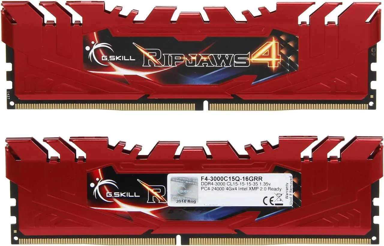 Alt view image 2 of 3 - G.SKILL Ripjaws 4 Series 16GB (4 x 4GB) DDR4 3000 (PC4 24000) Desktop Memory Model F4-3000C15Q-16GRR