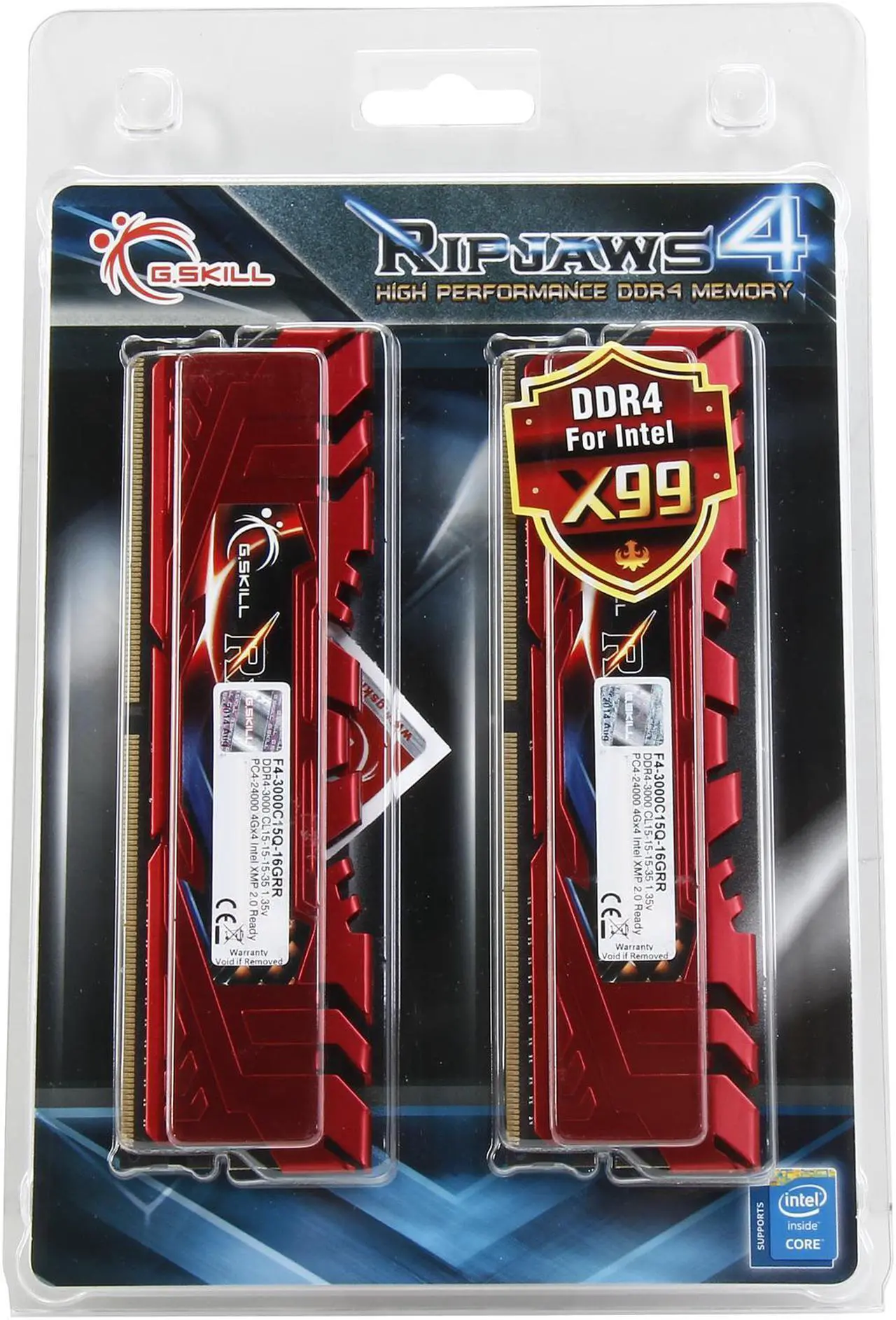 Alt view image 3 of 3 - G.SKILL Ripjaws 4 Series 16GB (4 x 4GB) DDR4 3000 (PC4 24000) Desktop Memory Model F4-3000C15Q-16GRR