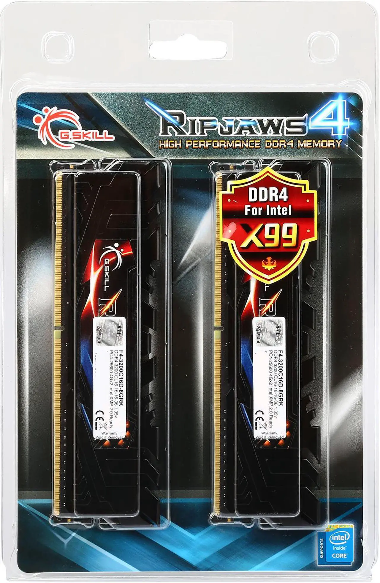 Alt view image 3 of 3 - G.SKILL Ripjaws 4 Series 8GB (2 x 4GB) DDR4 3200 (PC4 25600) Extreme Performance Memory Model F4-3200C16D-8GRK