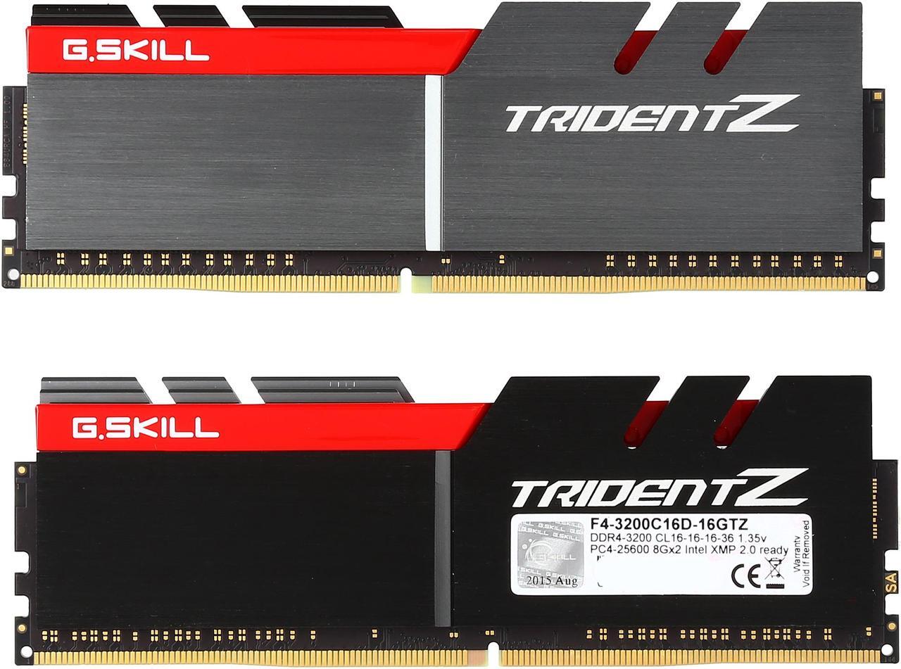 Alt view image 2 of 3 - G.SKILL TridentZ Series 16GB (2 x 8GB) DDR4 3200 (PC4 25600) Desktop Memory Model F4-3200C16D-16GTZ