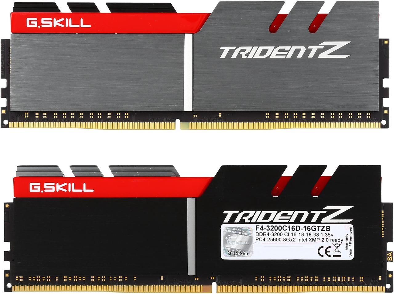 Alt view image 2 of 3 - G.SKILL TridentZ Series 16GB (2 x 8GB) DDR4 3200 (PC4 25600) Desktop Memory Model F4-3200C16D-16GTZB