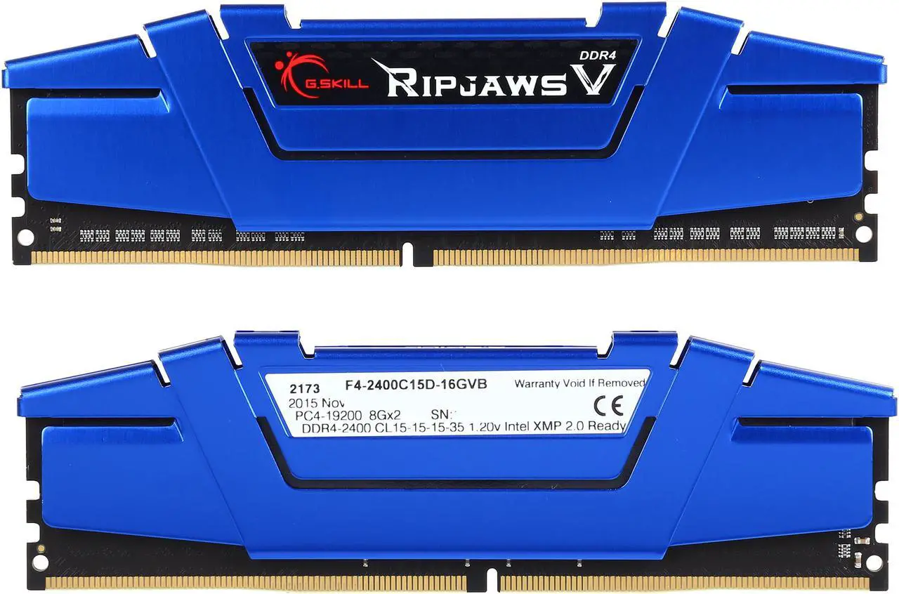 Alt view image 2 of 3 - G.SKILL Ripjaws V Series 16GB (2 x 8GB) 288-Pin PC RAM DDR4 2400 (PC4 19200) Desktop Memory Model F4-2400C15D-16GVB