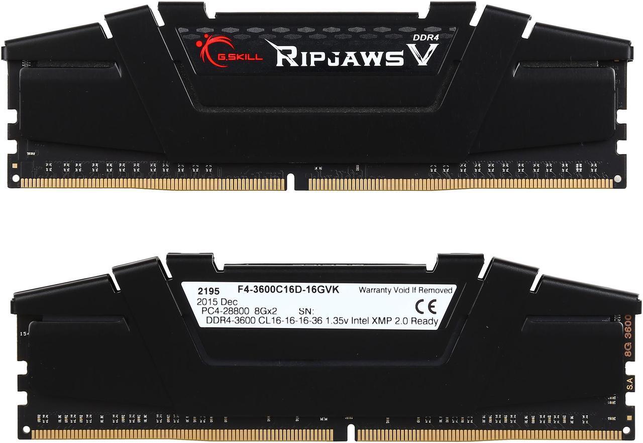 Alt view image 2 of 3 - G.SKILL Ripjaws V Series 16GB (2 x 8GB) 288-Pin DDR4 SDRAM DDR4 3600 (PC4 28800) Desktop Memory Model F4-3600C16D-16GVK