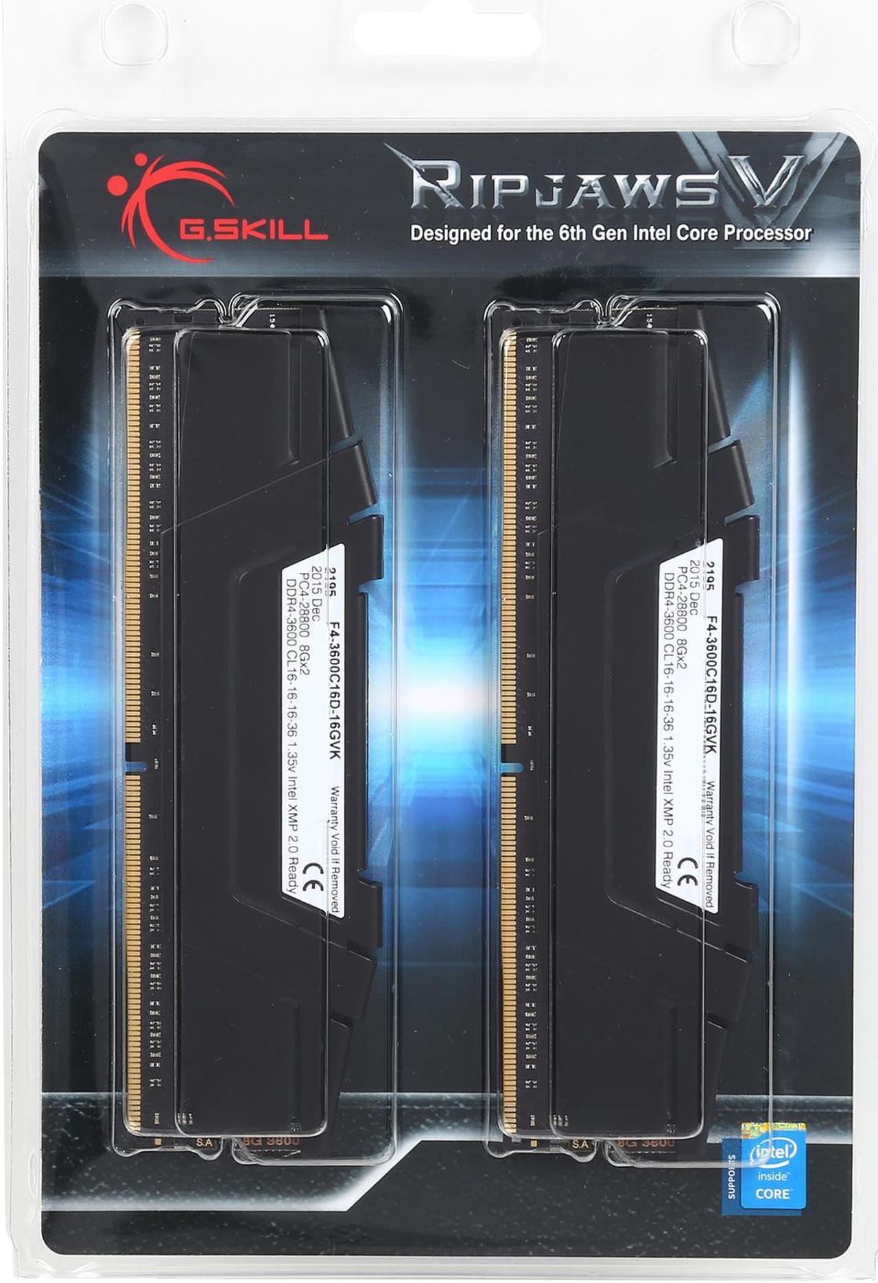 Alt view image 3 of 3 - G.SKILL Ripjaws V Series 16GB (2 x 8GB) 288-Pin DDR4 SDRAM DDR4 3600 (PC4 28800) Desktop Memory Model F4-3600C16D-16GVK