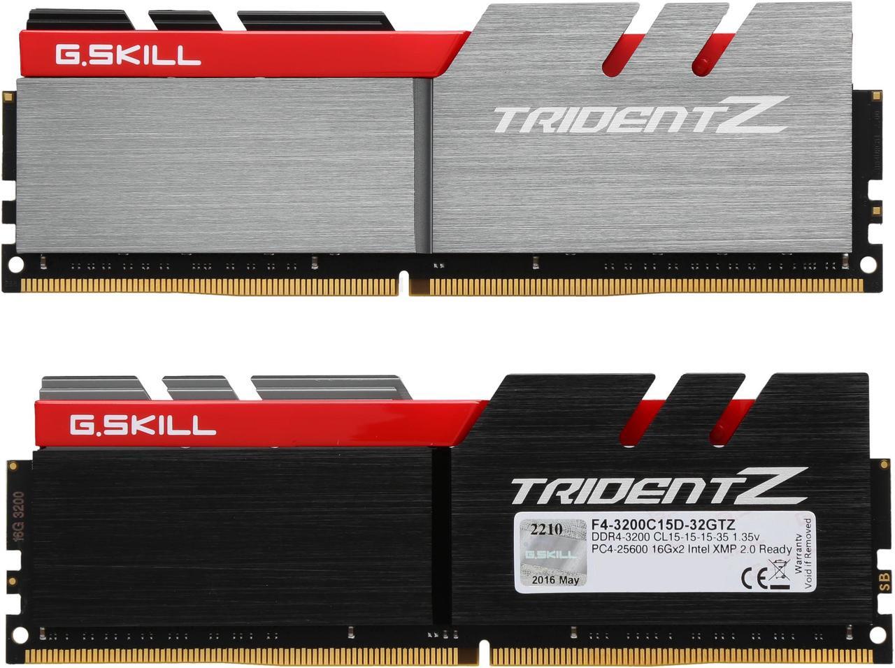 Alt view image 2 of 3 - G.SKILL TridentZ Series 32GB (2 x 16GB) DDR4 3200 (PC4 25600) Desktop Memory Model F4-3200C15D-32GTZ