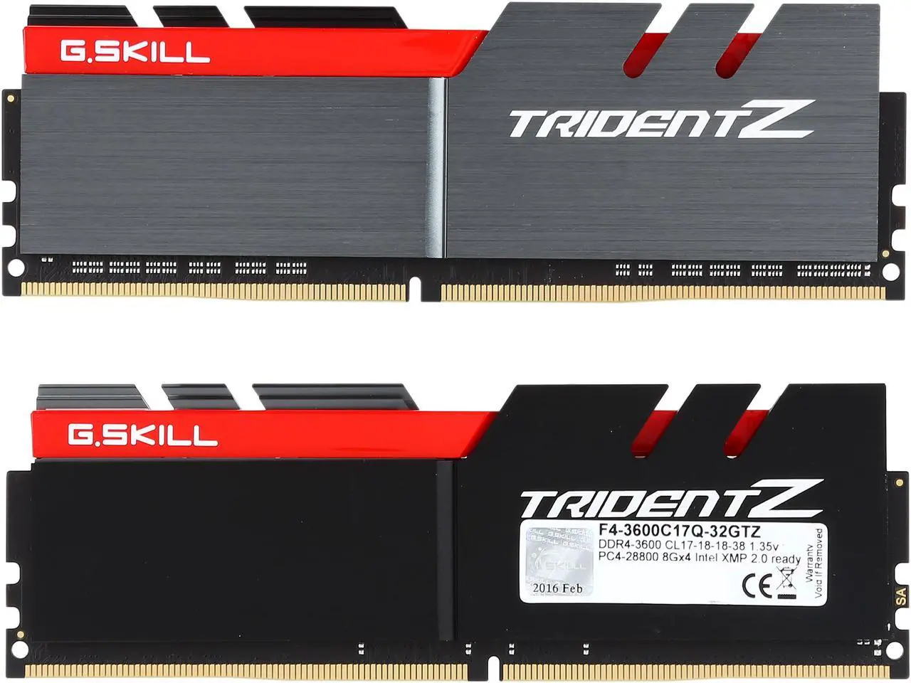 Alt view image 2 of 3 - G.SKILL TridentZ Series 32GB (4 x 8GB) DDR4 3600 (PC4 28800) Desktop Memory Model F4-3600C17Q-32GTZ