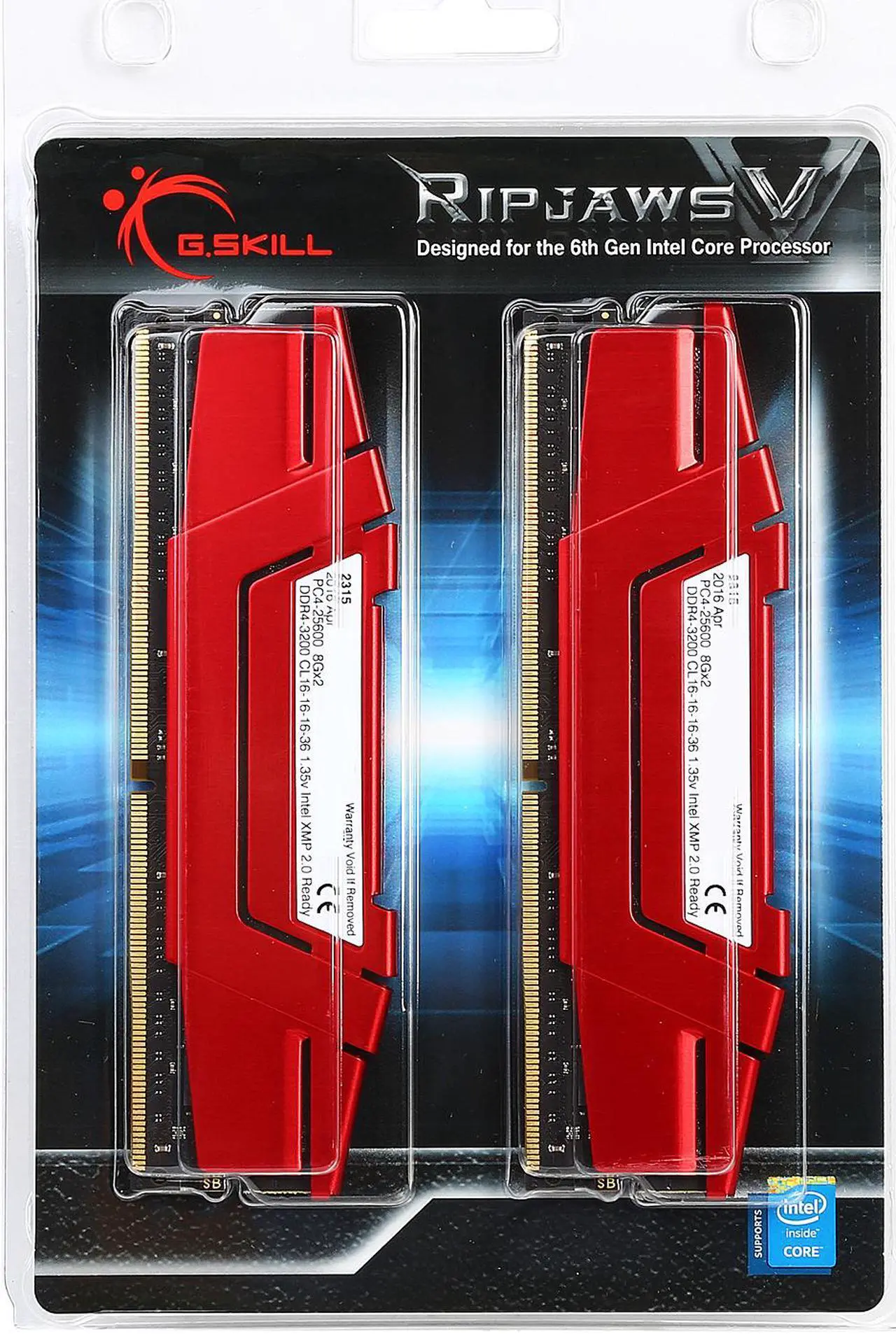 Alt view image 3 of 3 - G.SKILL Ripjaws V Series 16GB (2 x 8GB) 288-Pin DDR4 SDRAM DDR4 3200 (PC4 25600) Desktop Memory Model F4-3200C16D-16GVR