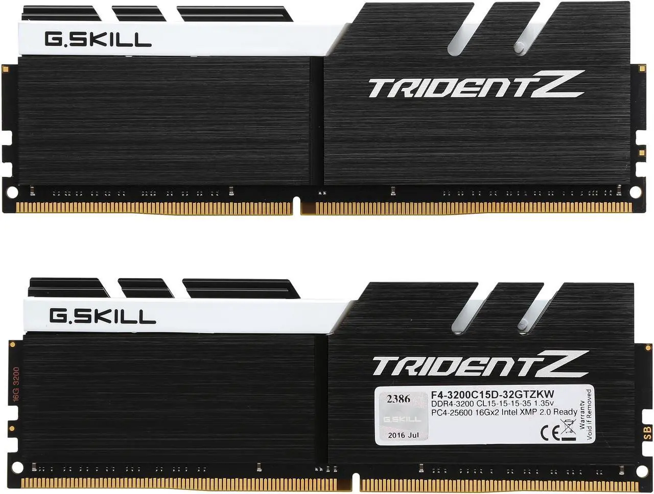 Alt view image 2 of 3 - G.SKILL TridentZ Series 32GB (2 x 16GB) DDR4 3200 (PC4 25600) Desktop Memory Model F4-3200C15D-32GTZKW