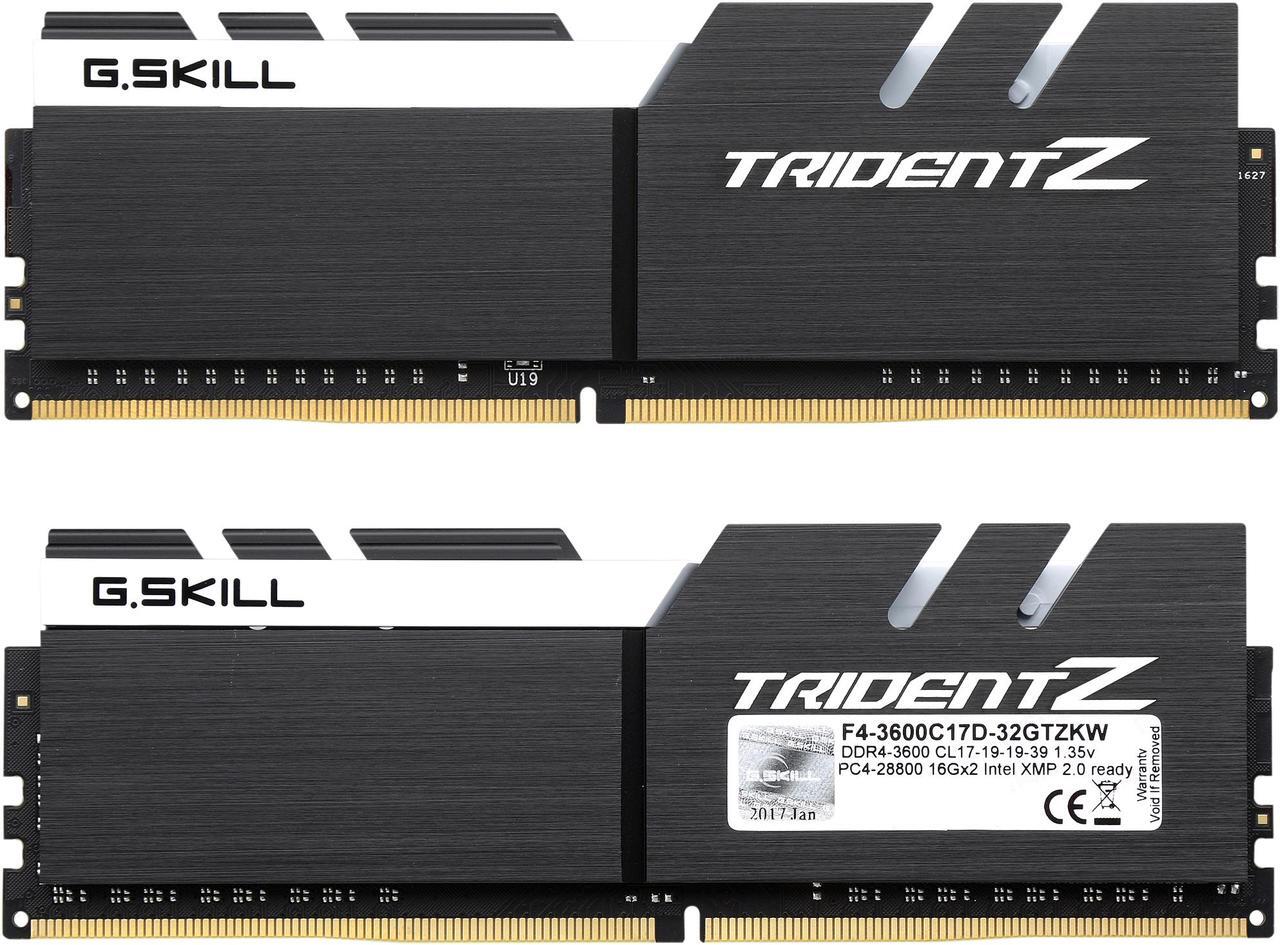 Alt view image 2 of 3 - G.SKILL TridentZ Series 32GB (2 x 16GB) 288-Pin DDR4 SDRAM DDR4 3600 (PC4 28800) Desktop Memory Model F4-3600C17D-32GTZKW