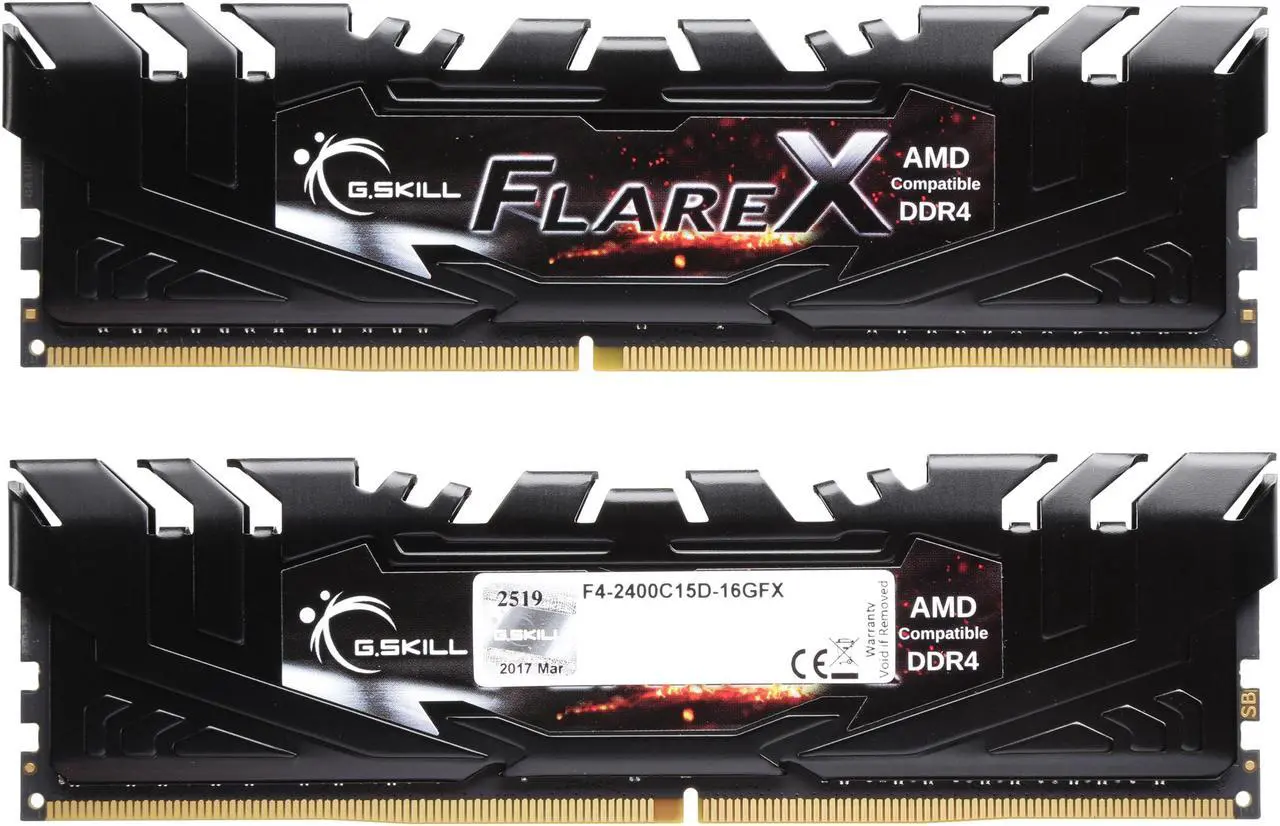 Alt view image 2 of 3 - G.SKILL Flare X (for AMD) 16GB (2 x 8GB) 288-Pin PC RAM DDR4 2400 (PC4 19200) Memory (Desktop Memory) Model F4-2400C15D-16GFX