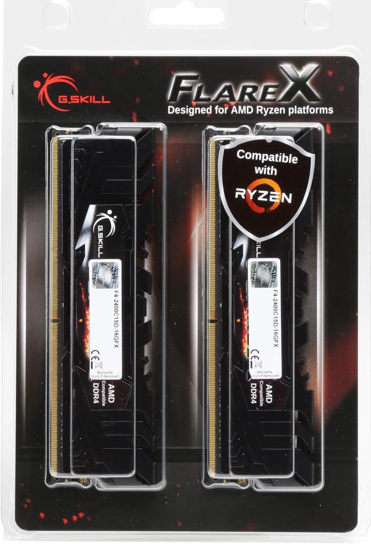 Alt view image 3 of 3 - G.SKILL Flare X (for AMD) 16GB (2 x 8GB) 288-Pin PC RAM DDR4 2400 (PC4 19200) Memory (Desktop Memory) Model F4-2400C15D-16GFX