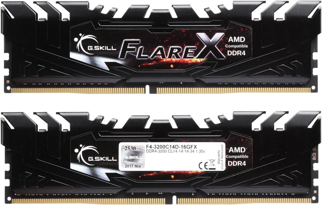 Alt view image 2 of 3 - G.SKILL Flare X Series 16GB (2 x 8GB) 288-Pin DDR4 SDRAM DDR4 3200 (PC4 25600) AMD X370 / B350 Memory (Desktop Memory) Model F4-3200C14D-16GFX