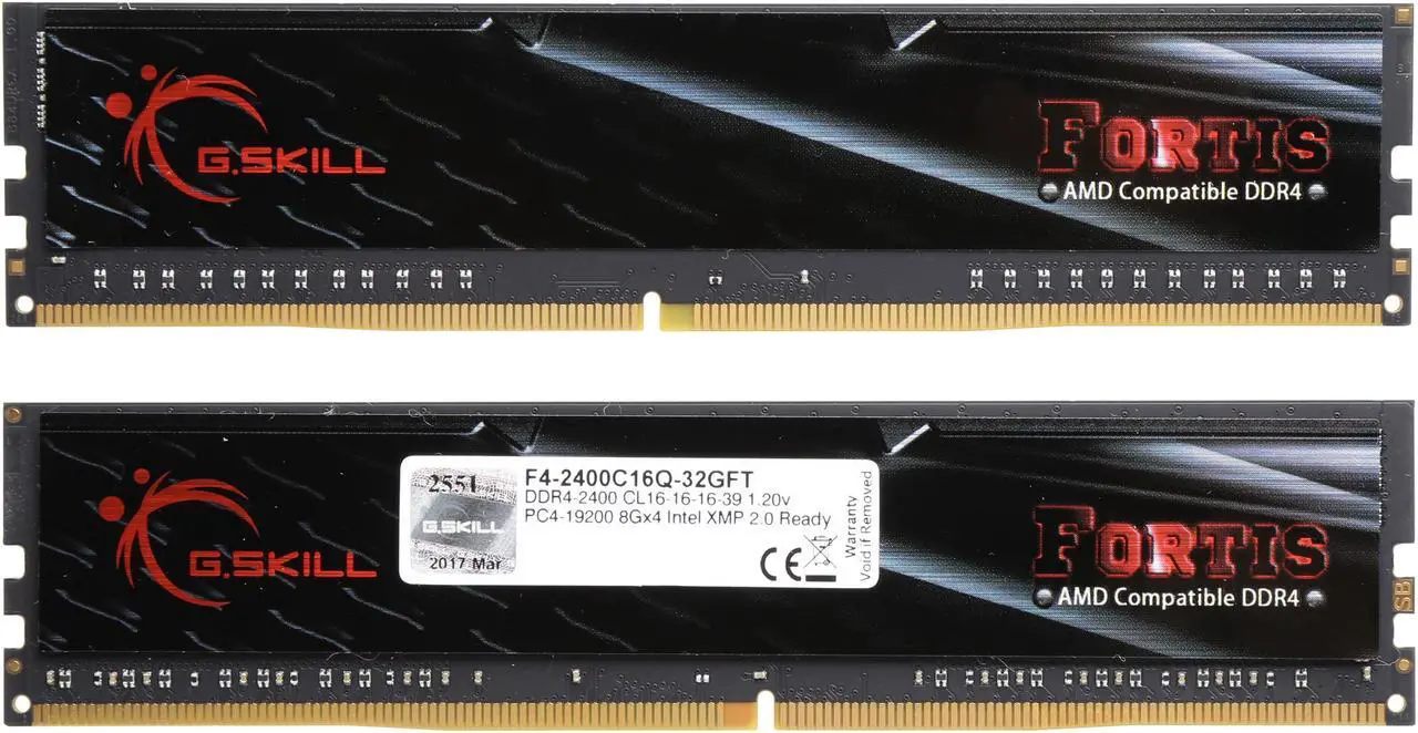 Alt view image 2 of 3 - G.SKILL FORTIS Series 32GB (4 x 8GB) DDR4 2400 (PC4 19200) Memory (Desktop Memory) Model F4-2400C16Q-32GFT