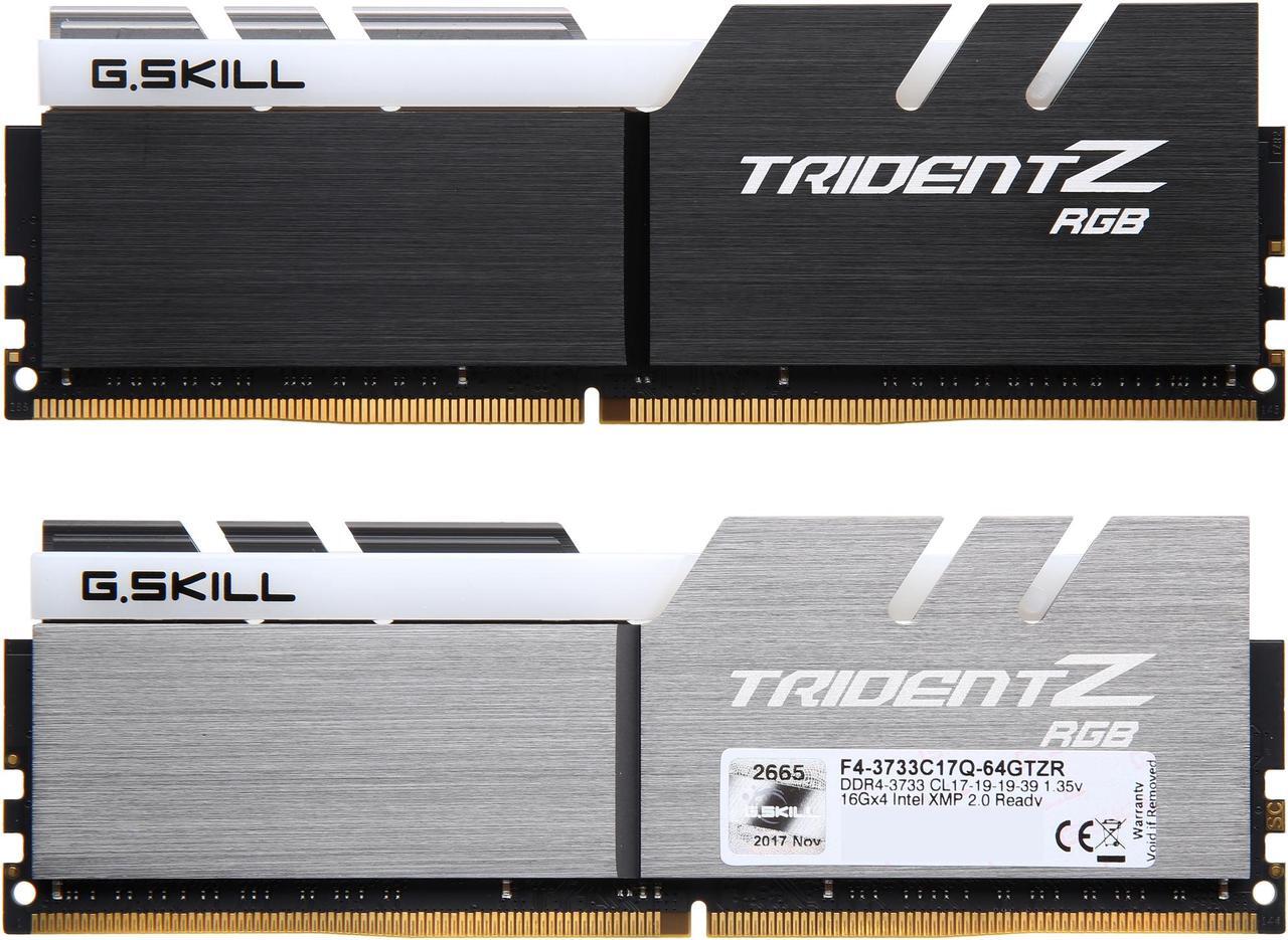 Alt view image 4 of 5 - G.SKILL TridentZ RGB Series 64GB (4 x 16GB) DDR4 3733 (PC4 29800) Desktop Memory Model F4-3733C17Q-64GTZR
