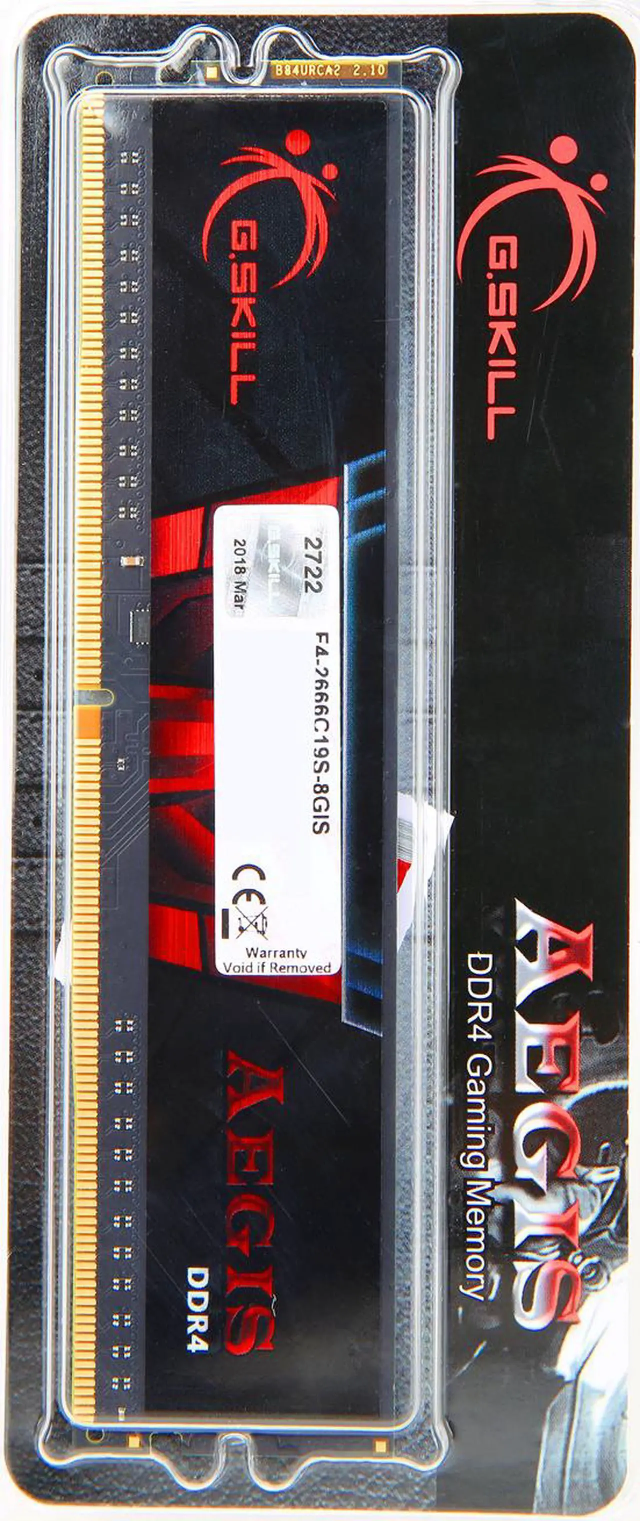 Alt view image 3 of 3 - G.SKILL Aegis 8GB DDR4 2666 (PC4 21300) Desktop Memory Model F4-2666C19S-8GIS