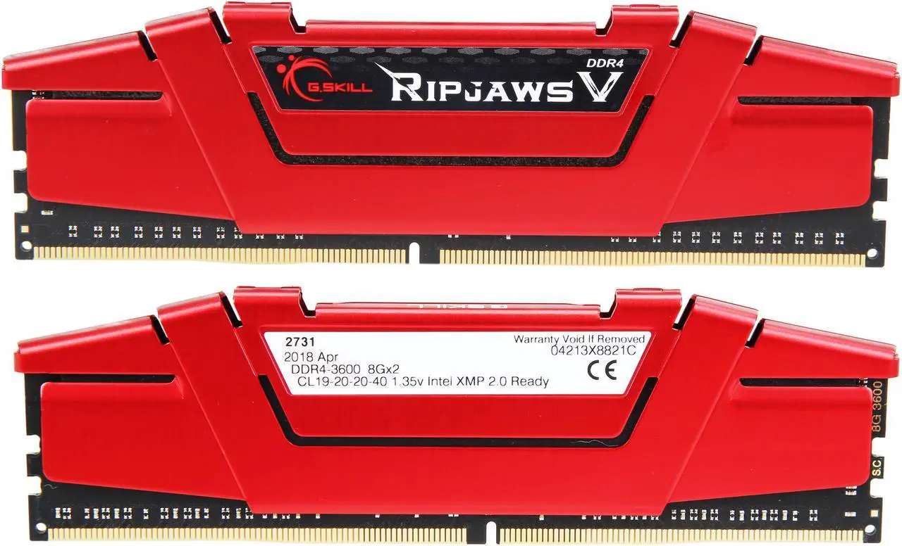 Alt view image 2 of 3 - G.SKILL Ripjaws V Series 16GB (2 x 8GB) 288-Pin PC RAM DDR4 3600 (PC4 28800) Desktop Memory Model F4-3600C19D-16GVRB