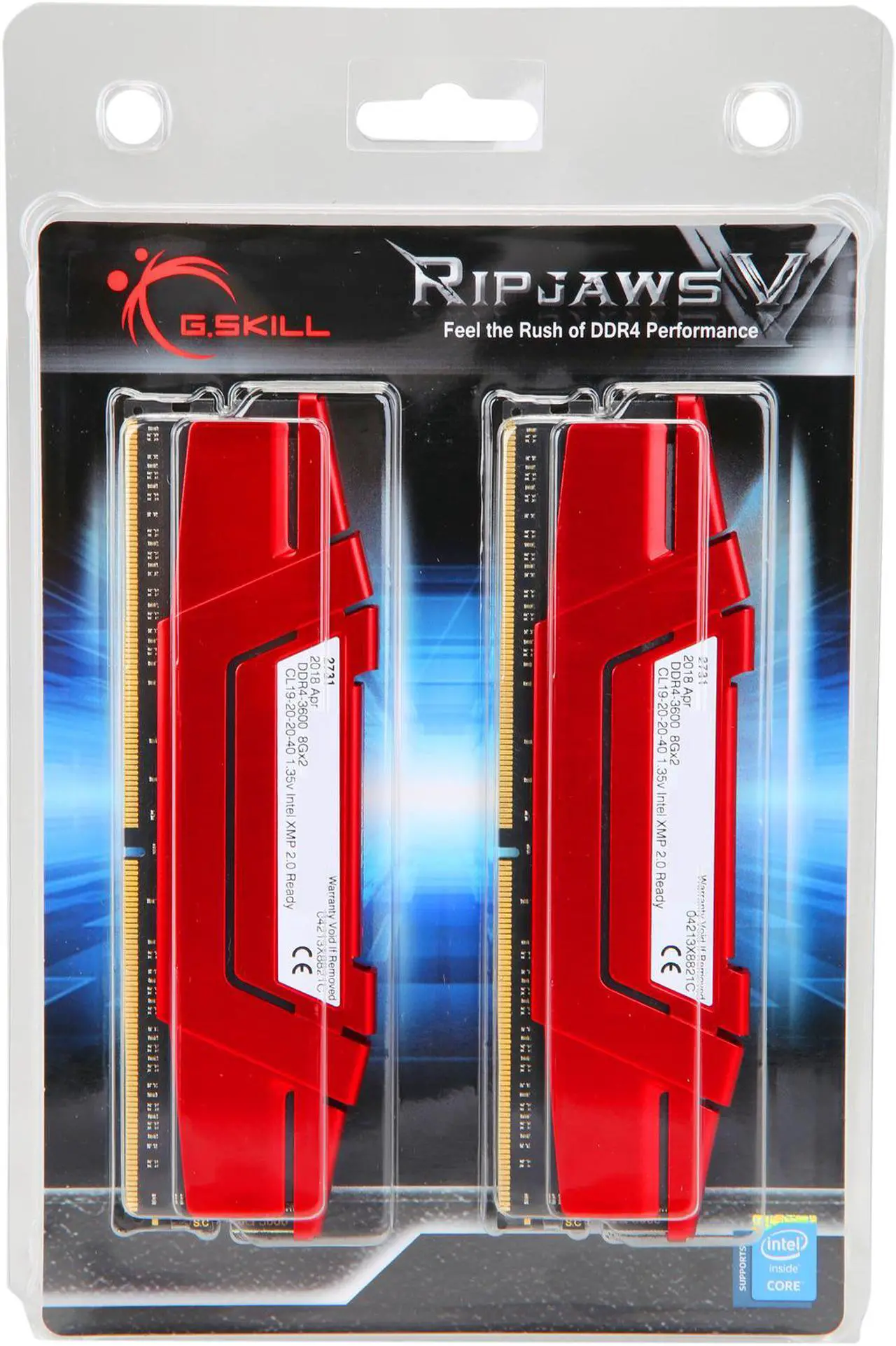 Alt view image 3 of 3 - G.SKILL Ripjaws V Series 16GB (2 x 8GB) 288-Pin PC RAM DDR4 3600 (PC4 28800) Desktop Memory Model F4-3600C19D-16GVRB