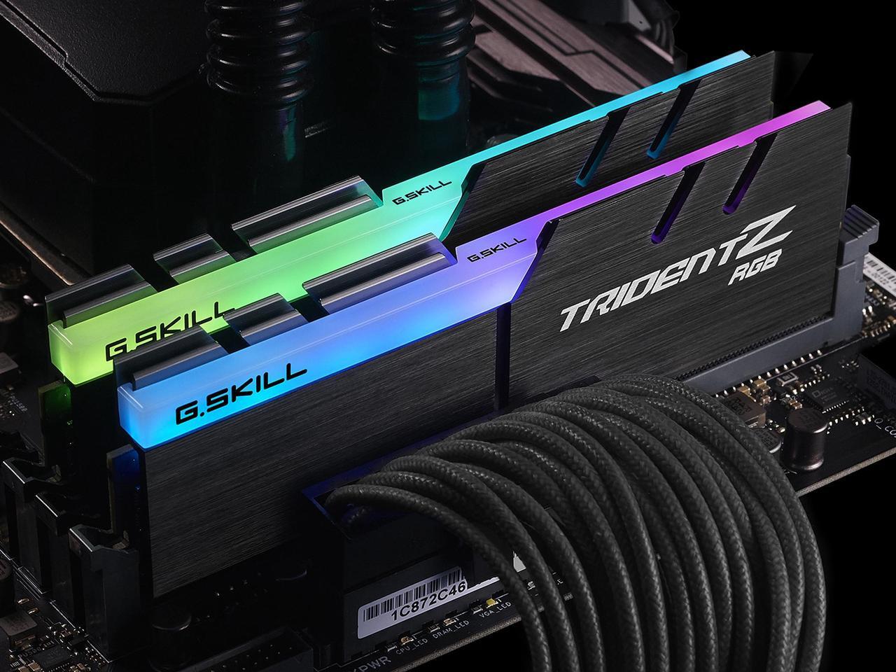 Alt view image 2 of 5 - G.SKILL Trident Z RGB (For AMD) 32GB (2 x 16GB) 288-Pin PC RAM DDR4 3200 (PC4 25600) Desktop Memory Model F4-3200C16D-32GTZRX