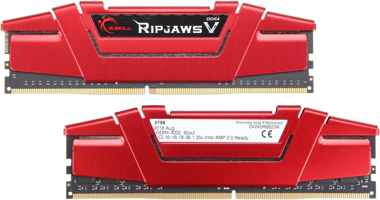 Alt view image 2 of 3 - G.SKILL Ripjaws V Series 16GB (2 x 8GB) DDR4 3000 (PC4 24000) Desktop Memory Model F4-3000C16D-16GVRB