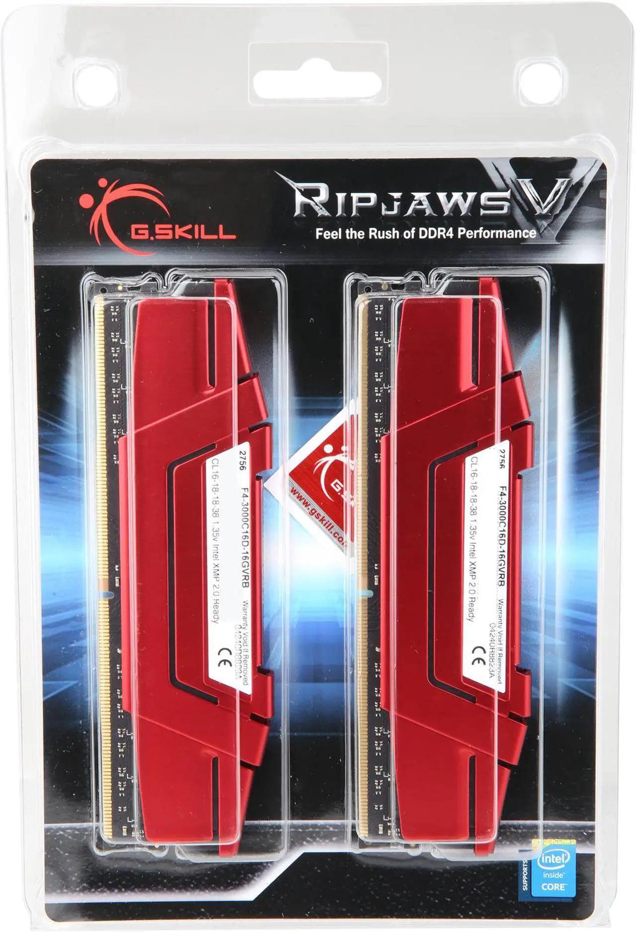 Alt view image 3 of 3 - G.SKILL Ripjaws V Series 16GB (2 x 8GB) DDR4 3000 (PC4 24000) Desktop Memory Model F4-3000C16D-16GVRB
