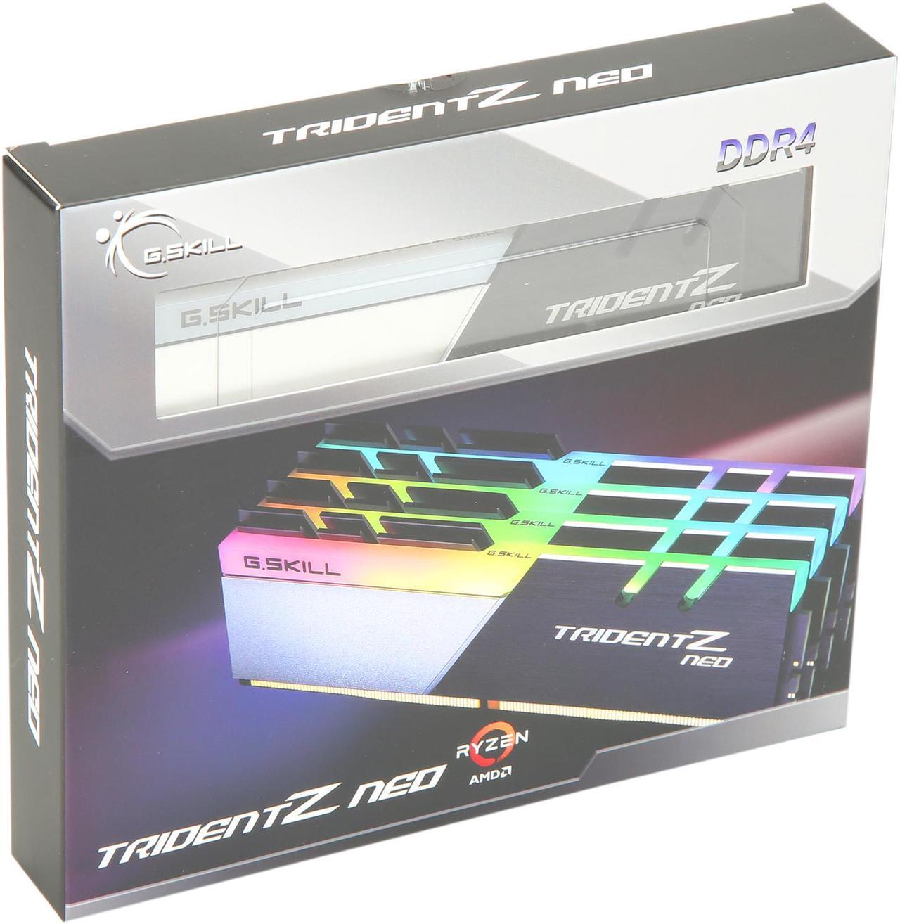 Alt view image 2 of 2 - G.SKILL Trident Z Neo (For AMD Ryzen) Series 32GB (4 x 8GB) 288-Pin RGB DDR4 SDRAM DDR4 3600 (PC4 28800) Desktop Memory Model F4-3600C16Q-32GTZN