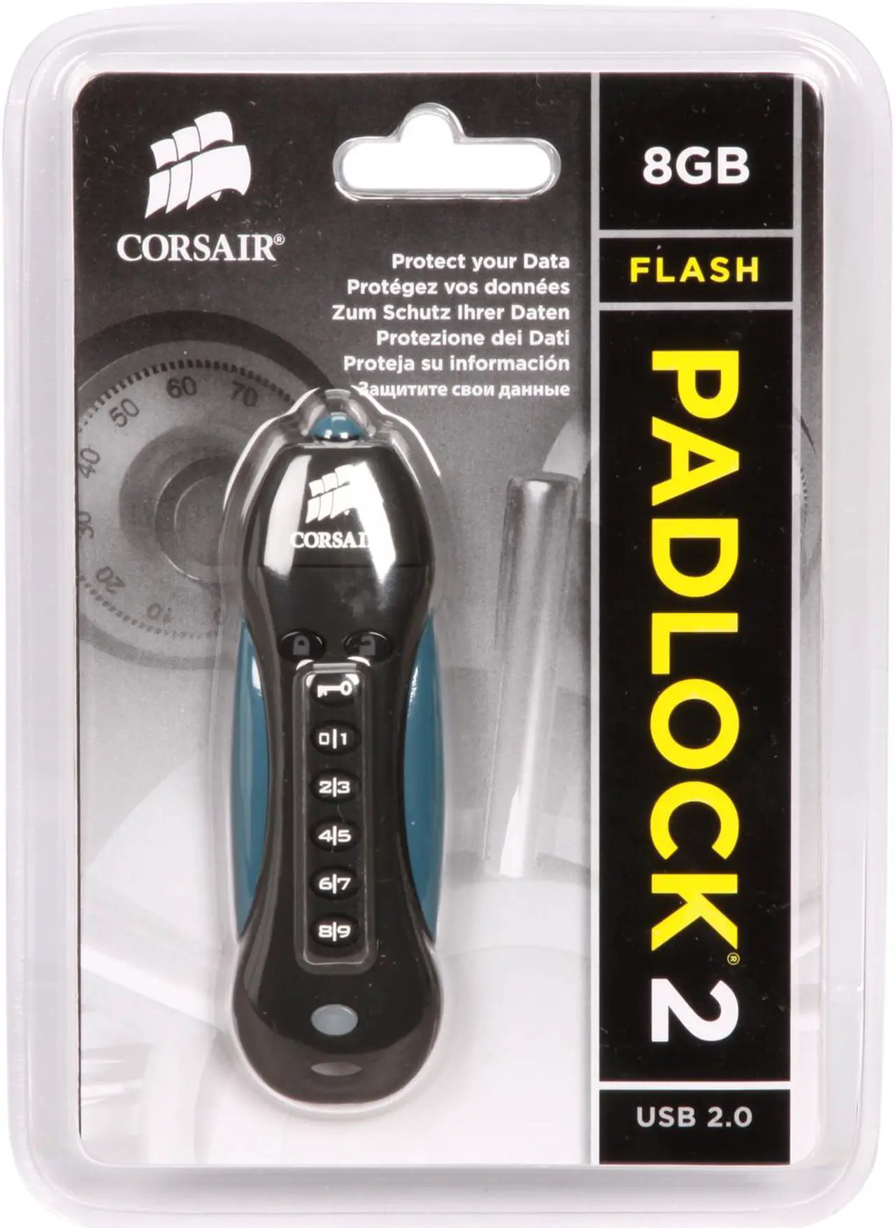 Alt view image 6 of 6 - CORSAIR Padlock 2 8GB USB 2.0 Flash Drive 256bit AES Encryption CMFPLA8GB