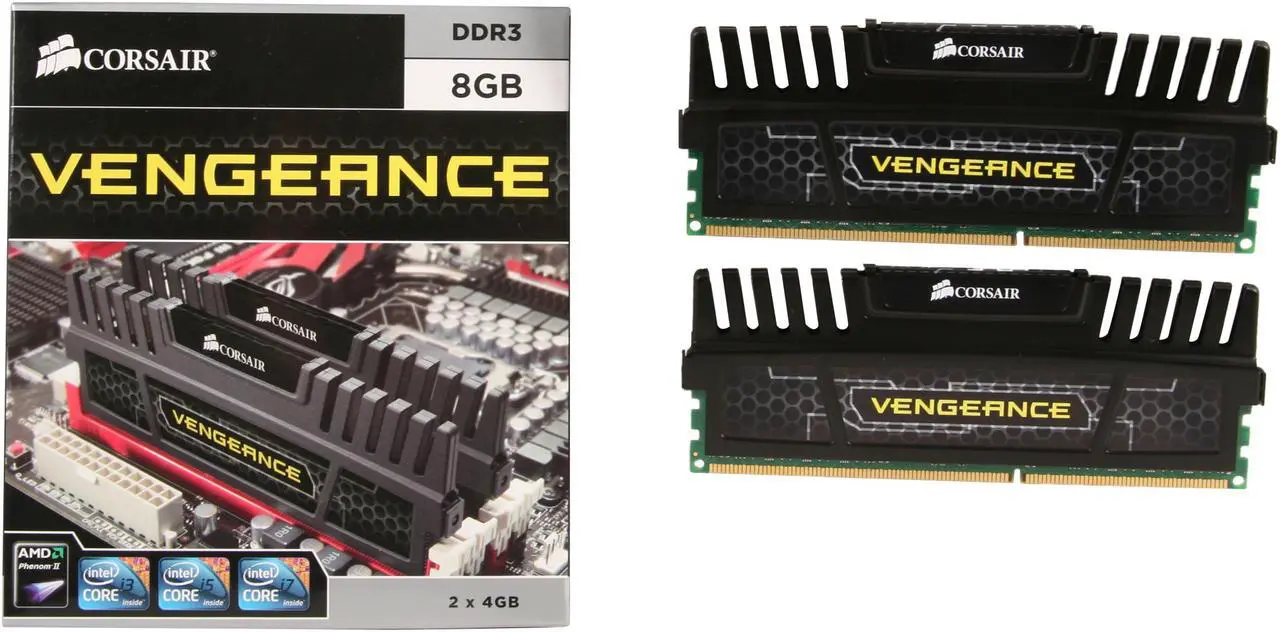 Alt view image 4 of 3 - CORSAIR Vengeance 8GB (2 x 4GB) DDR3 1866 (PC3 15000) Desktop Memory Model CMZ8GX3M2A1866C9