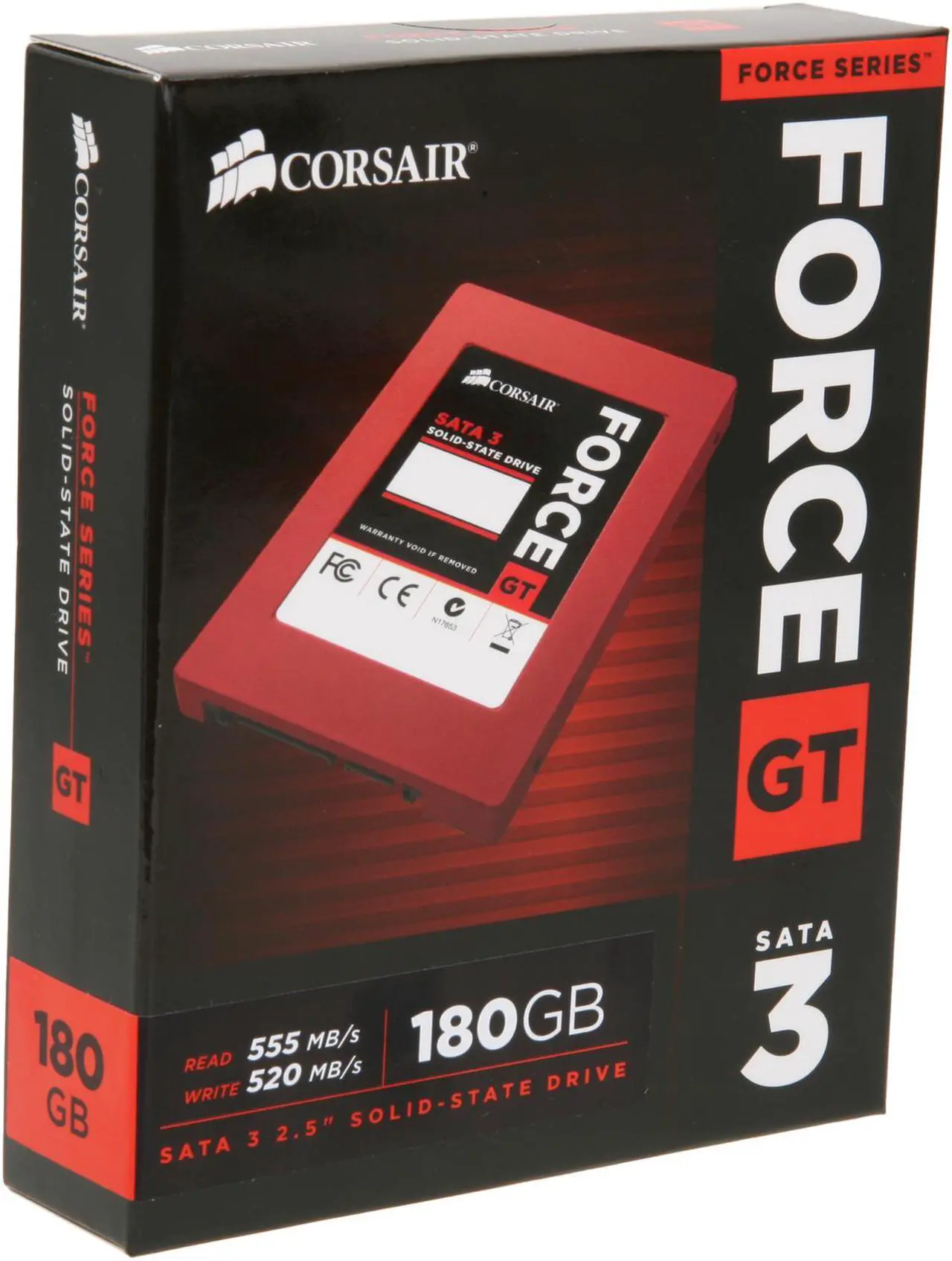 Main image of Corsair Force Series GT 2.5" 180GB SATA III Internal Solid State Drive (SSD) CSSD-F180GBGT-BK