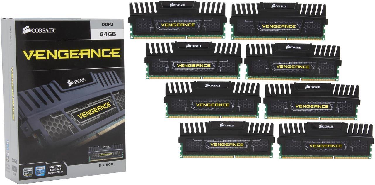 Alt view image 3 of 3 - CORSAIR Vengeance 64GB (8 x 8GB) DDR3 1866 (PC3 14900) Desktop Memory Model CMZ64GX3M8A1866C9