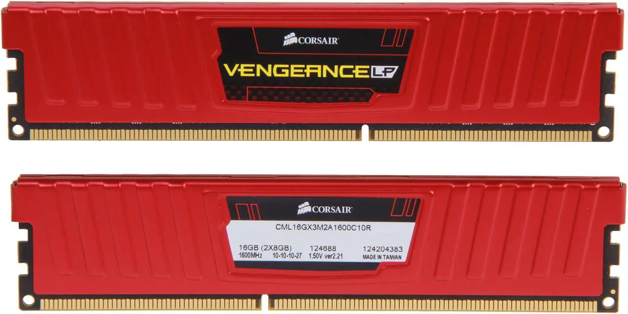 Alt view image 2 of 3 - CORSAIR Vengeance LP 16GB (2 x 8GB) DDR3 1600 (PC3 12800) Desktop Memory Model CML16GX3M2A1600C10R