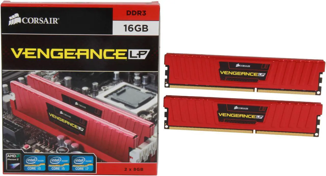 Alt view image 3 of 3 - CORSAIR Vengeance LP 16GB (2 x 8GB) DDR3 1600 (PC3 12800) Desktop Memory Model CML16GX3M2A1600C10R